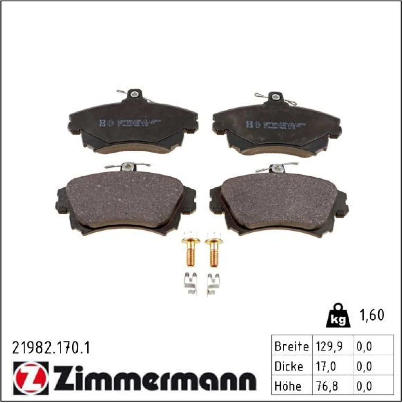 ZIMMERMANN Bremsbeläge 21982.170.1