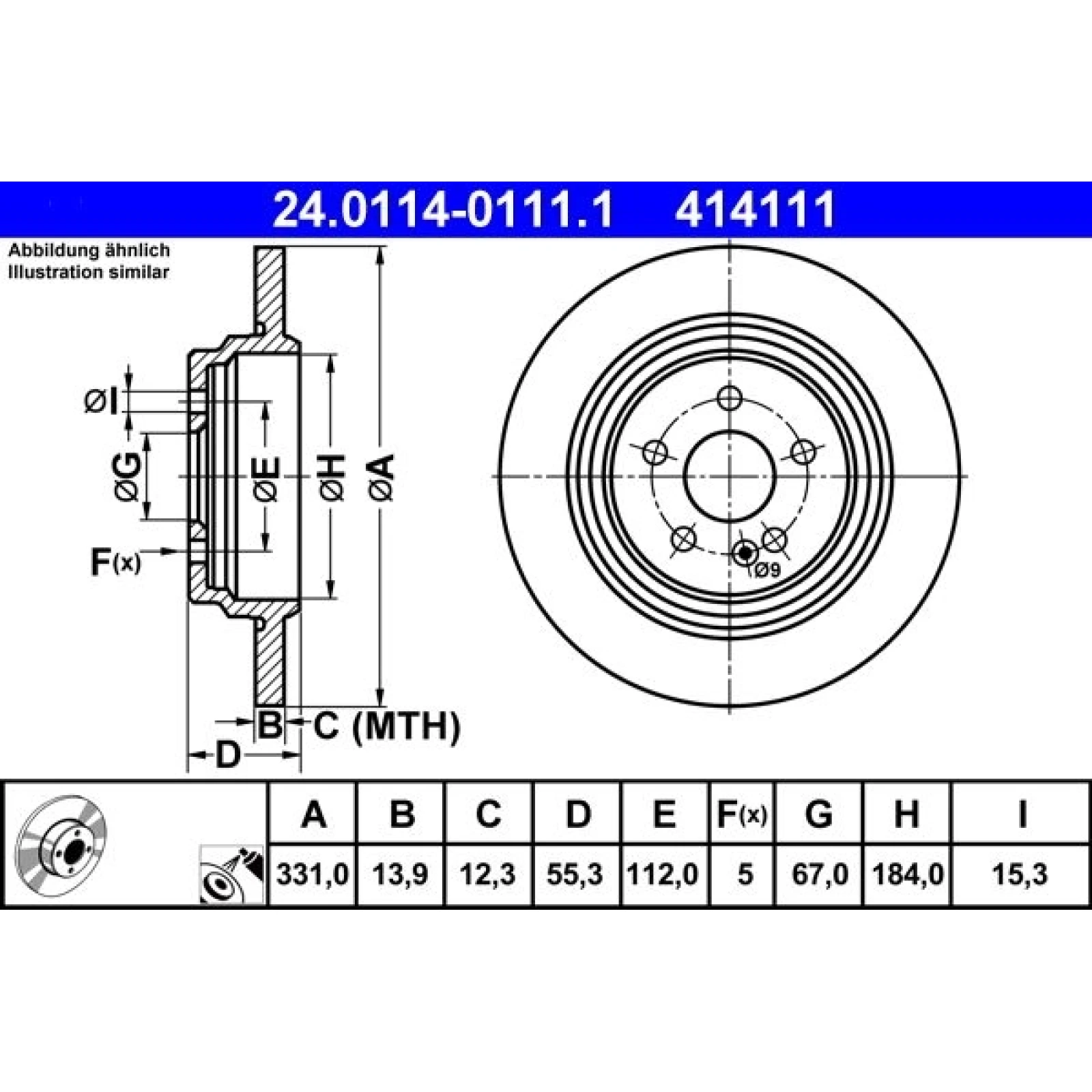 Bremsscheibe Db T. W163 2,7-5,4 98-05 24.0114-0111.1