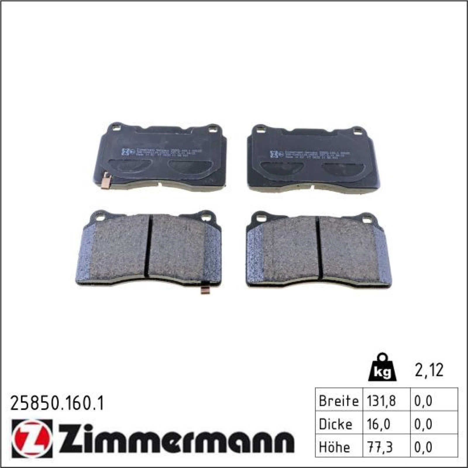 ZIMMERMANN Bremsbelagsatz, Scheibenbremse 25850.160.1