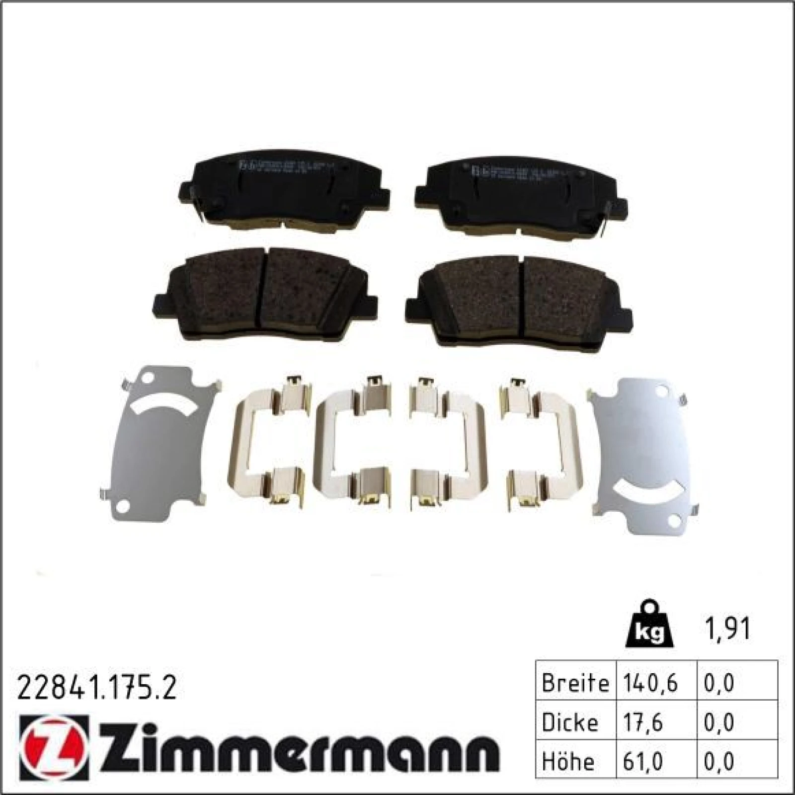 ZIMMERMANN Bremsbelagsatz, Scheibenbremse 22841.175.2