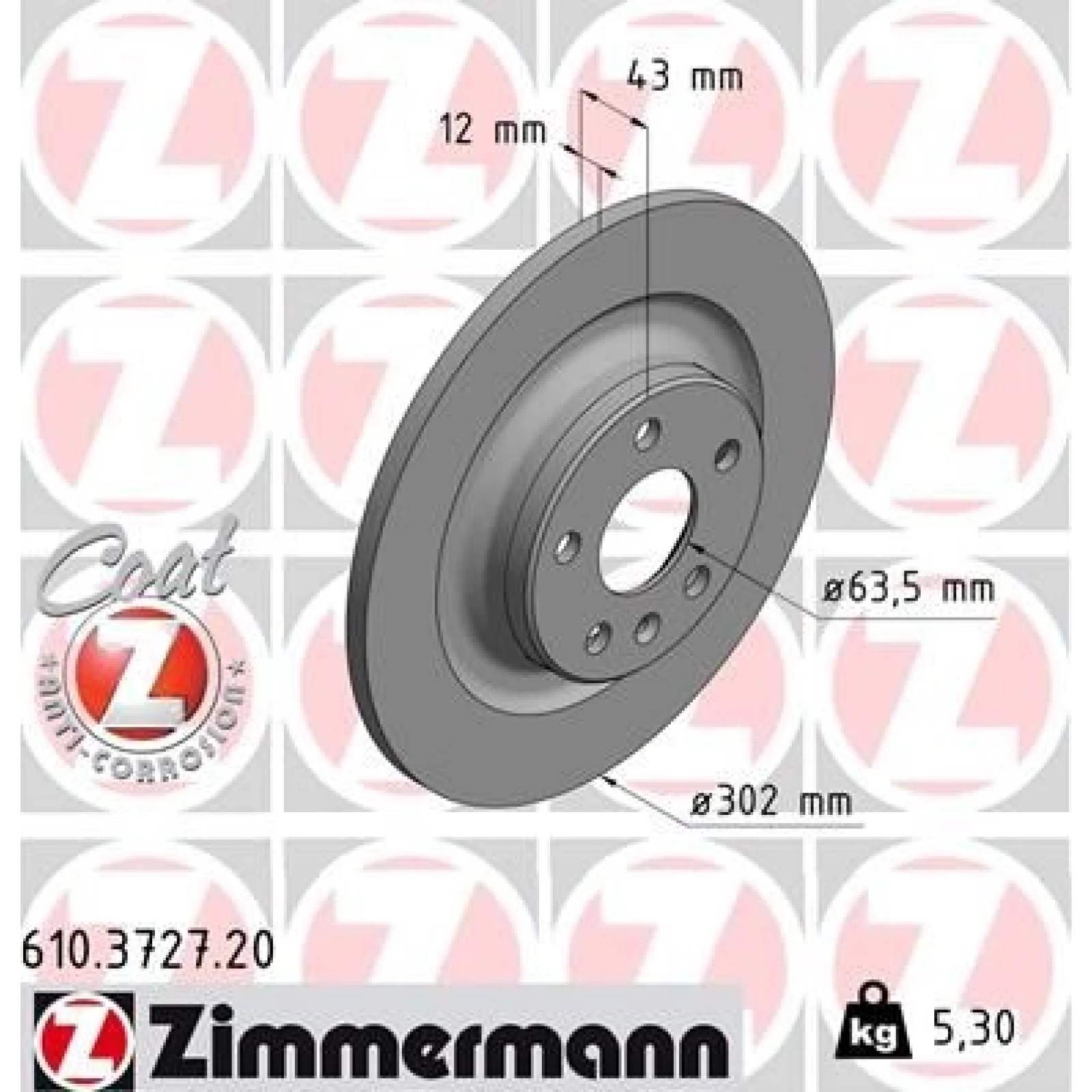ZIMMERMANN Bremsscheibe 610.3727.20