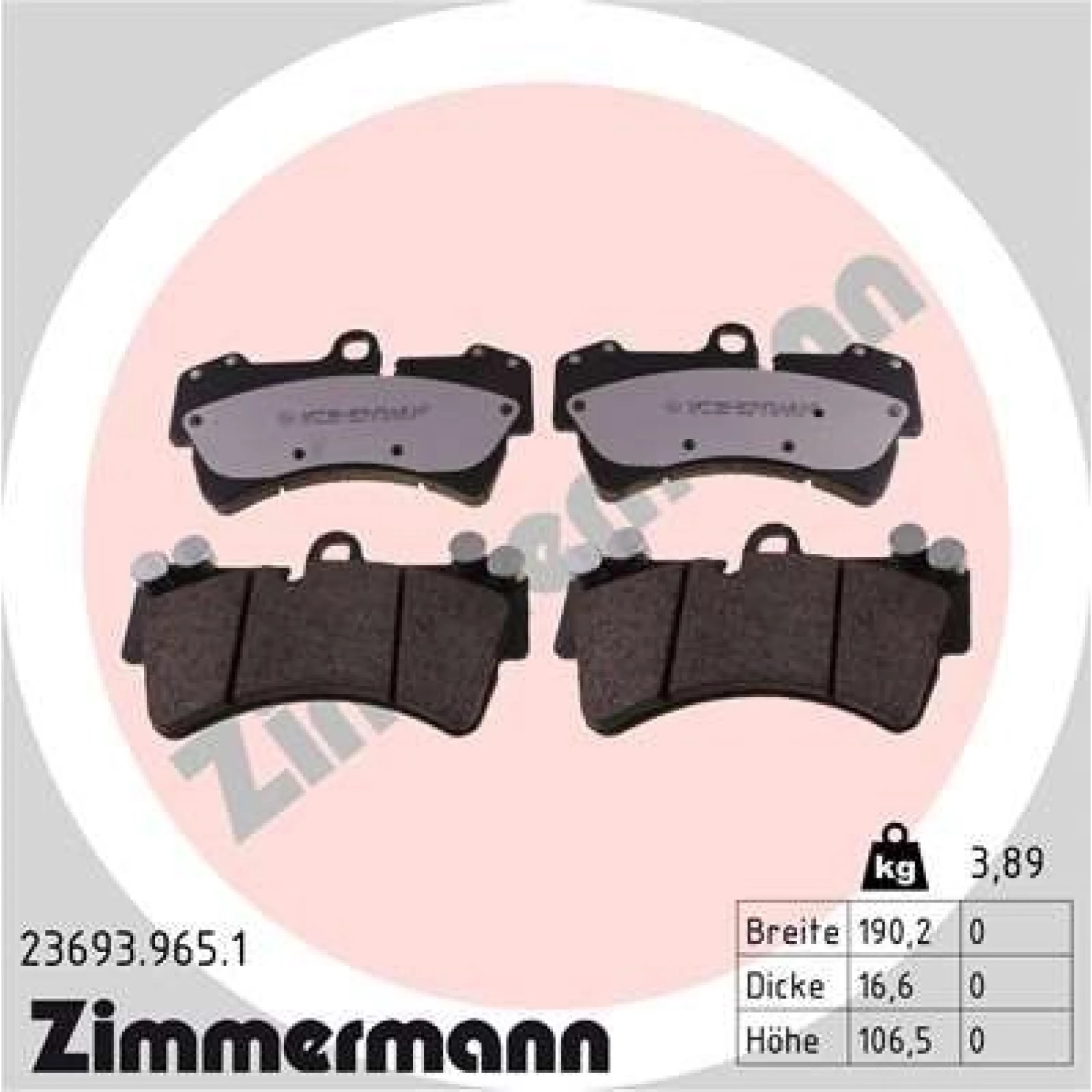 ZIMMERMANN Bremsbeläge 23693.965.1