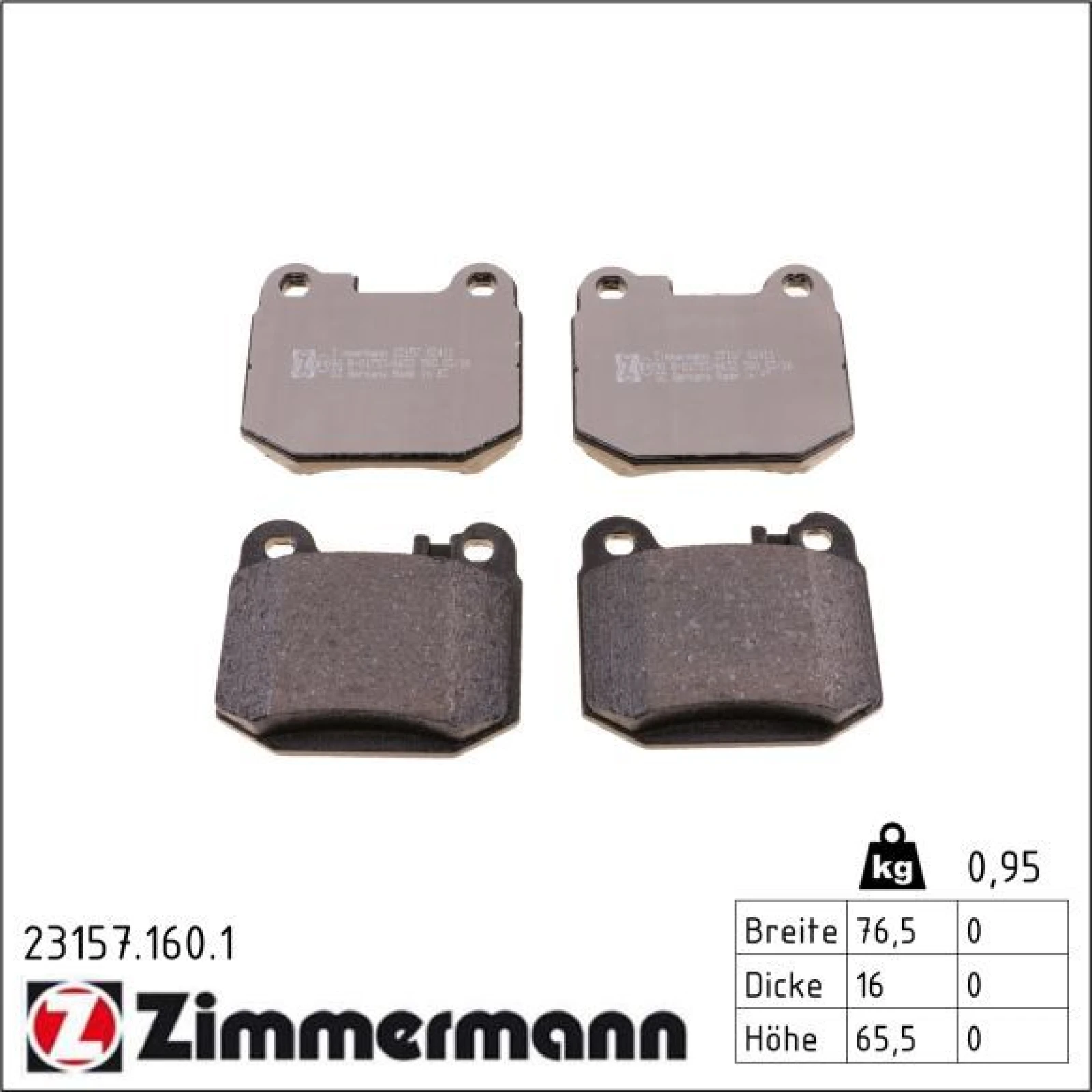 ZIMMERMANN Bremsbeläge 23157.160.1
