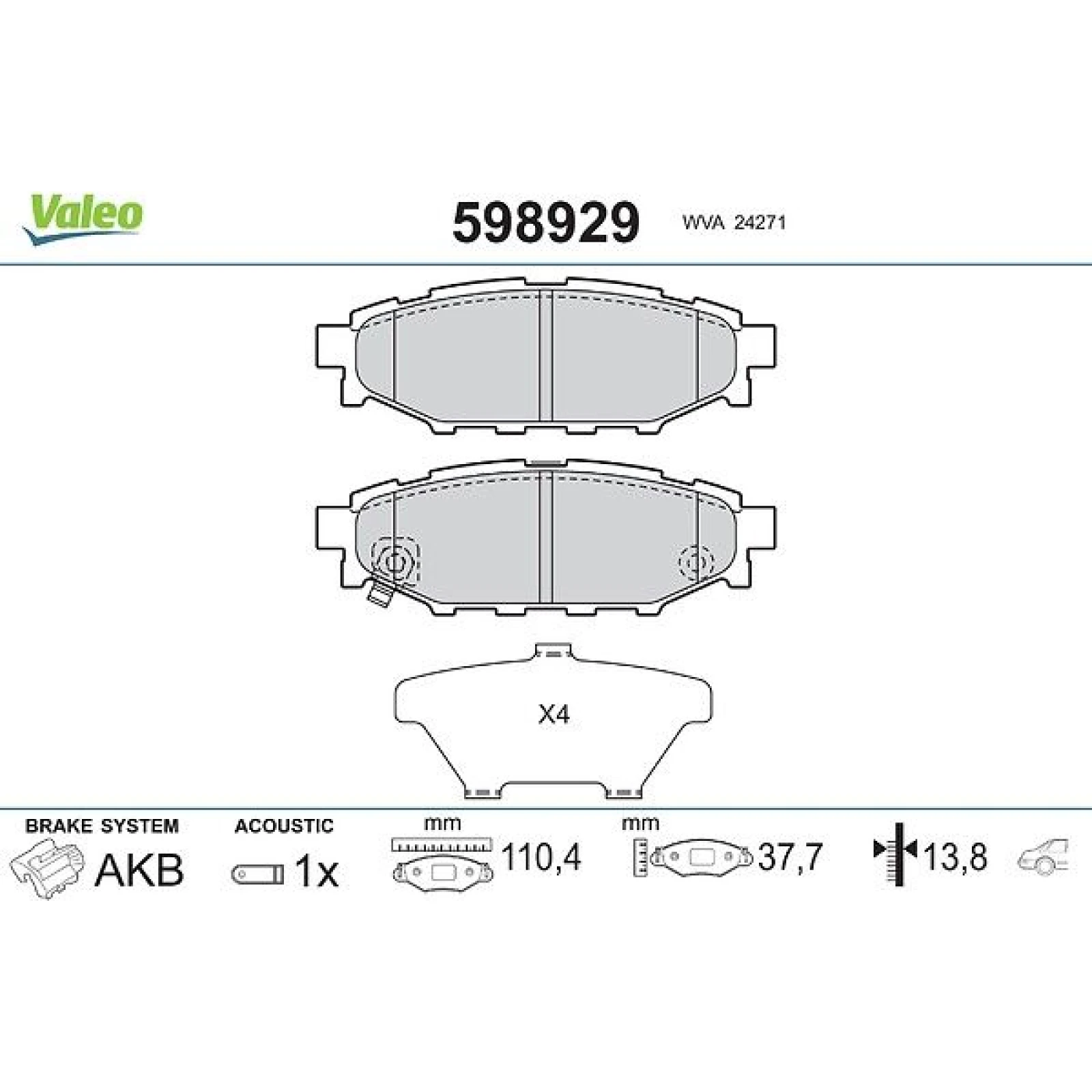 VALEO Bremsbeläge 598929