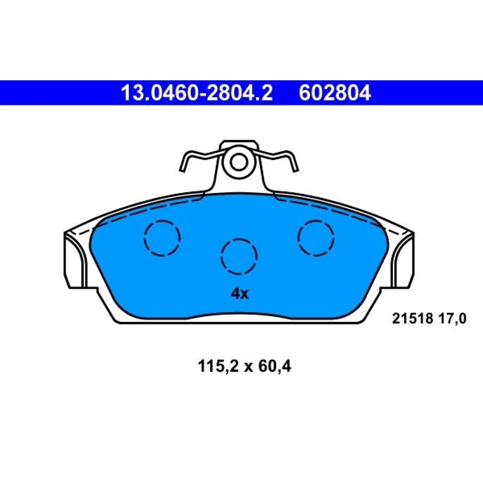 Bremsbelagsatz, Scheibenbremse 13.0460-2804.2