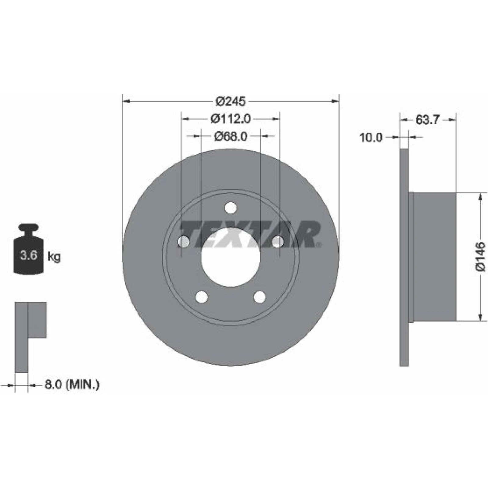 Textar Bremsscheibe 92057503 – 245 x 10