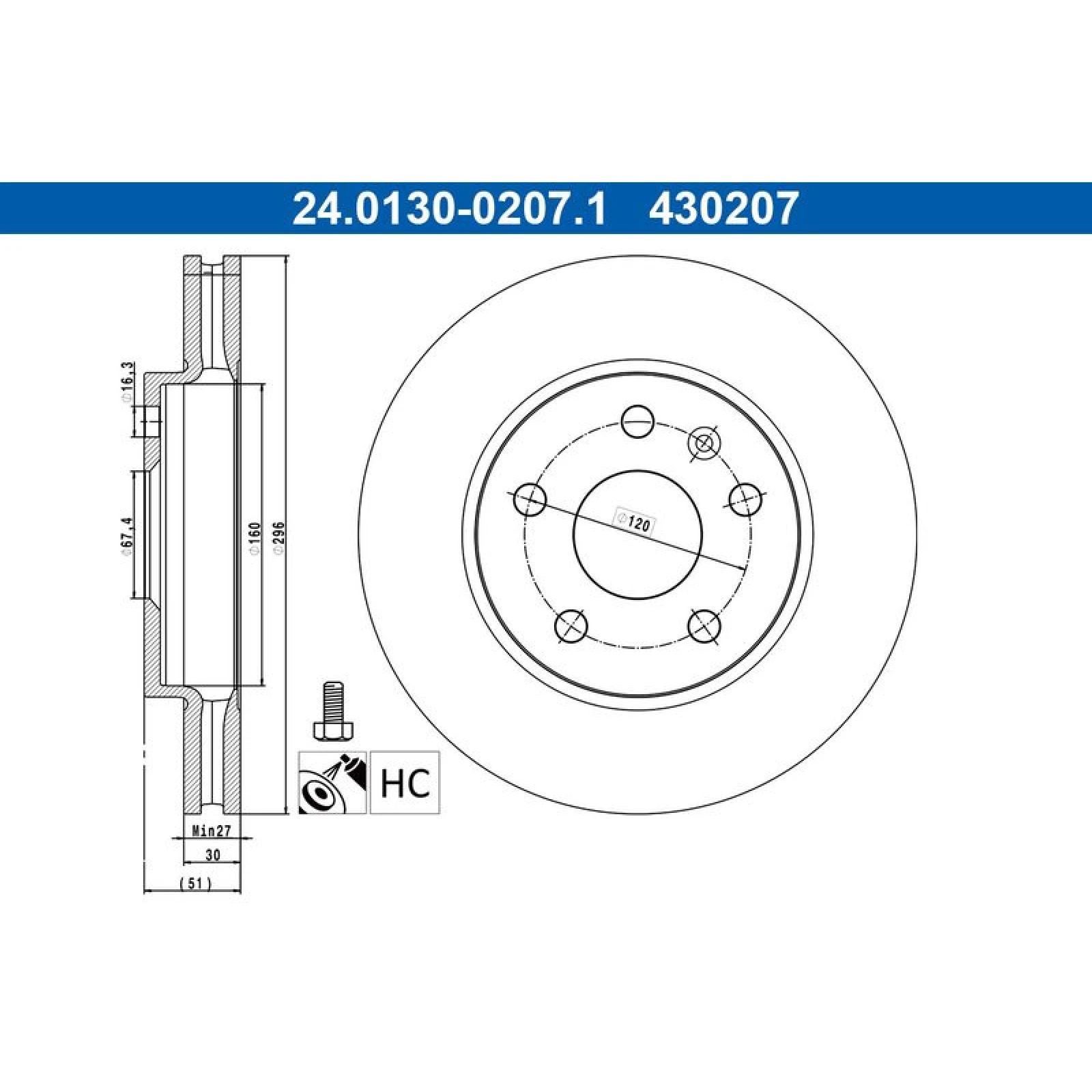 Bremsscheibe Opel P. Insignia 1.4-2.0 Cdti 08 24.0130-0207.1
