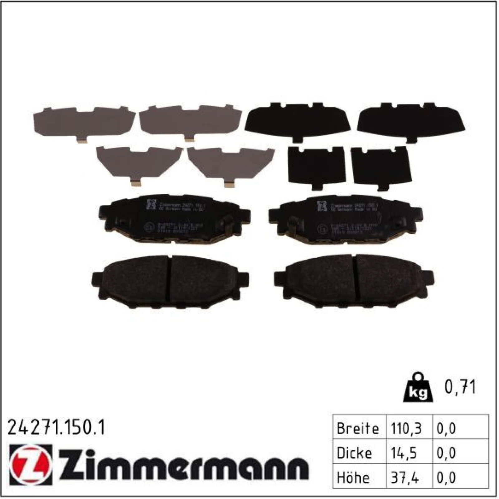 ZIMMERMANN Bremsbeläge 24271.150.1