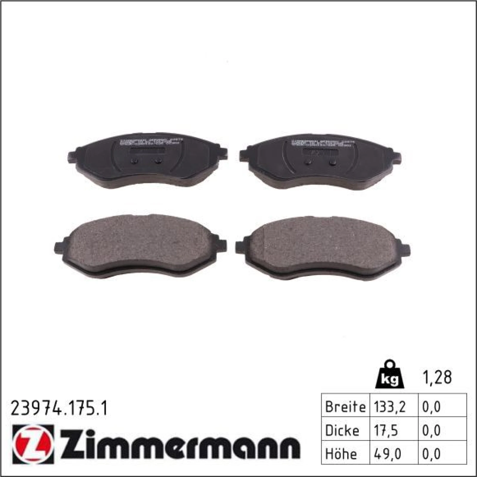 ZIMMERMANN Bremsbeläge 23974.175.1