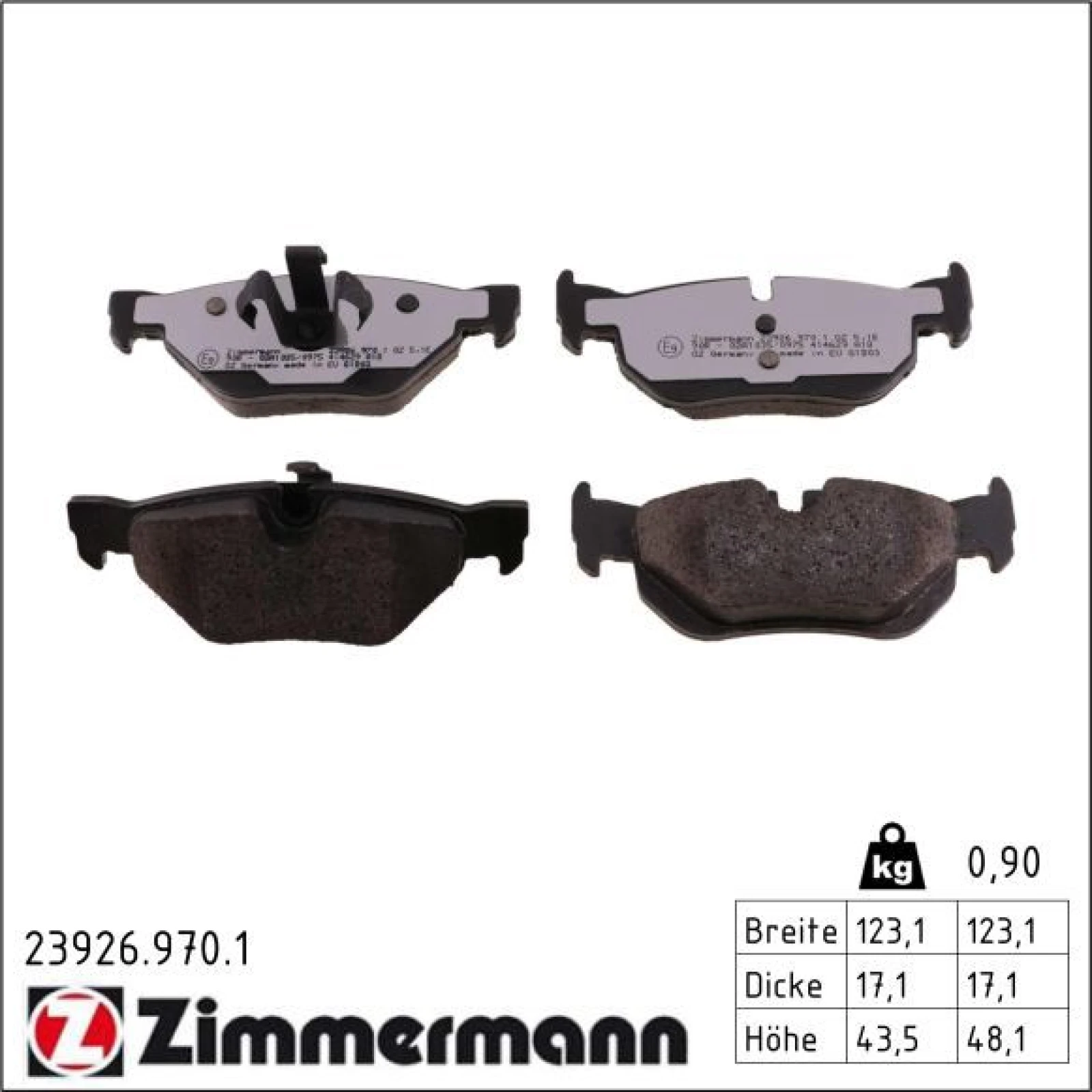 ZIMMERMANN Bremsbeläge 23926.970.1