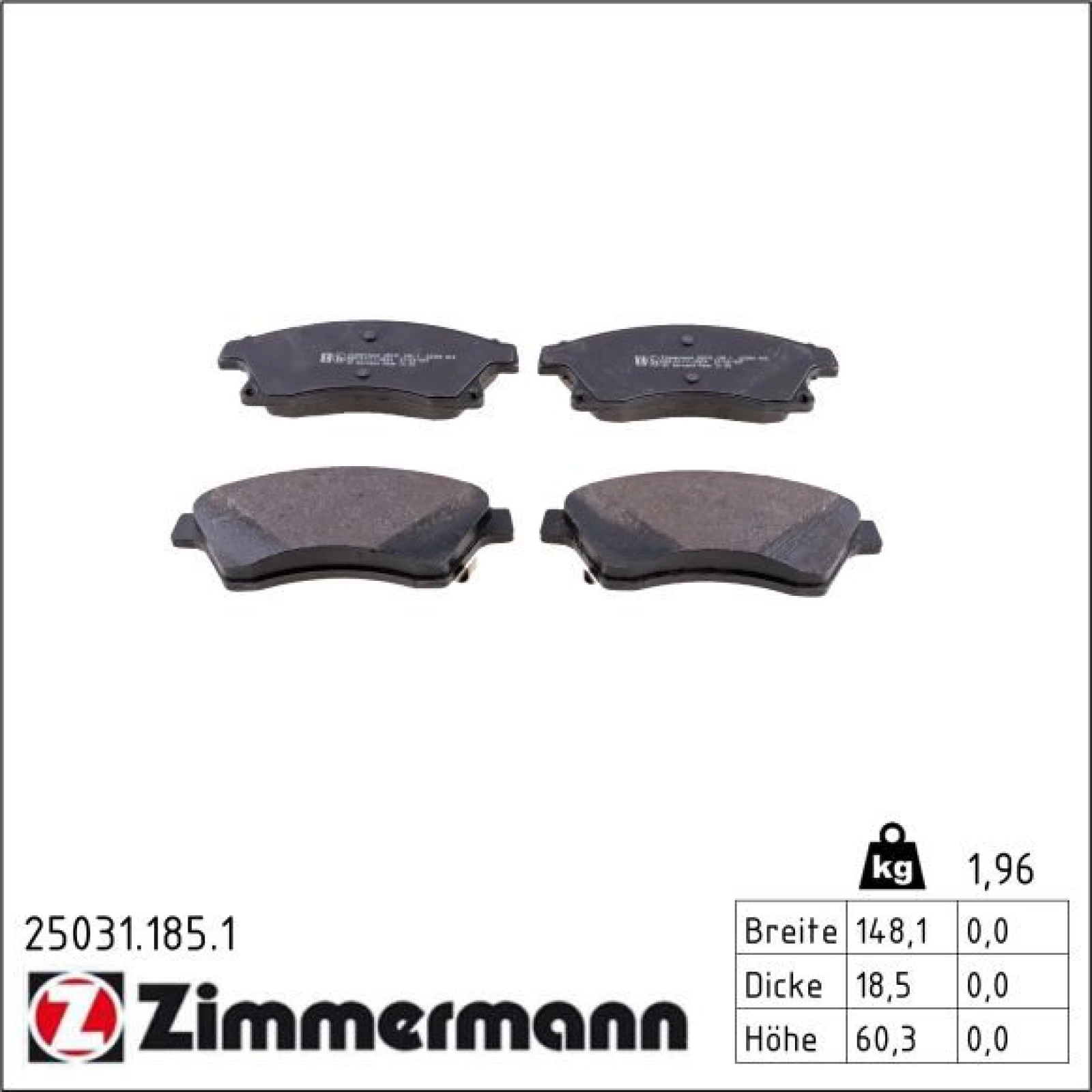ZIMMERMANN Bremsbeläge 25031.185.1