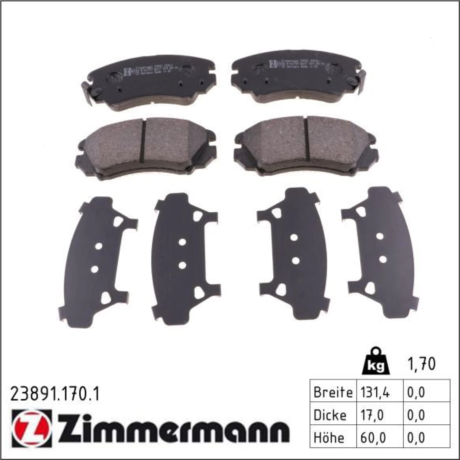 ZIMMERMANN Bremsbeläge 23891.170.1