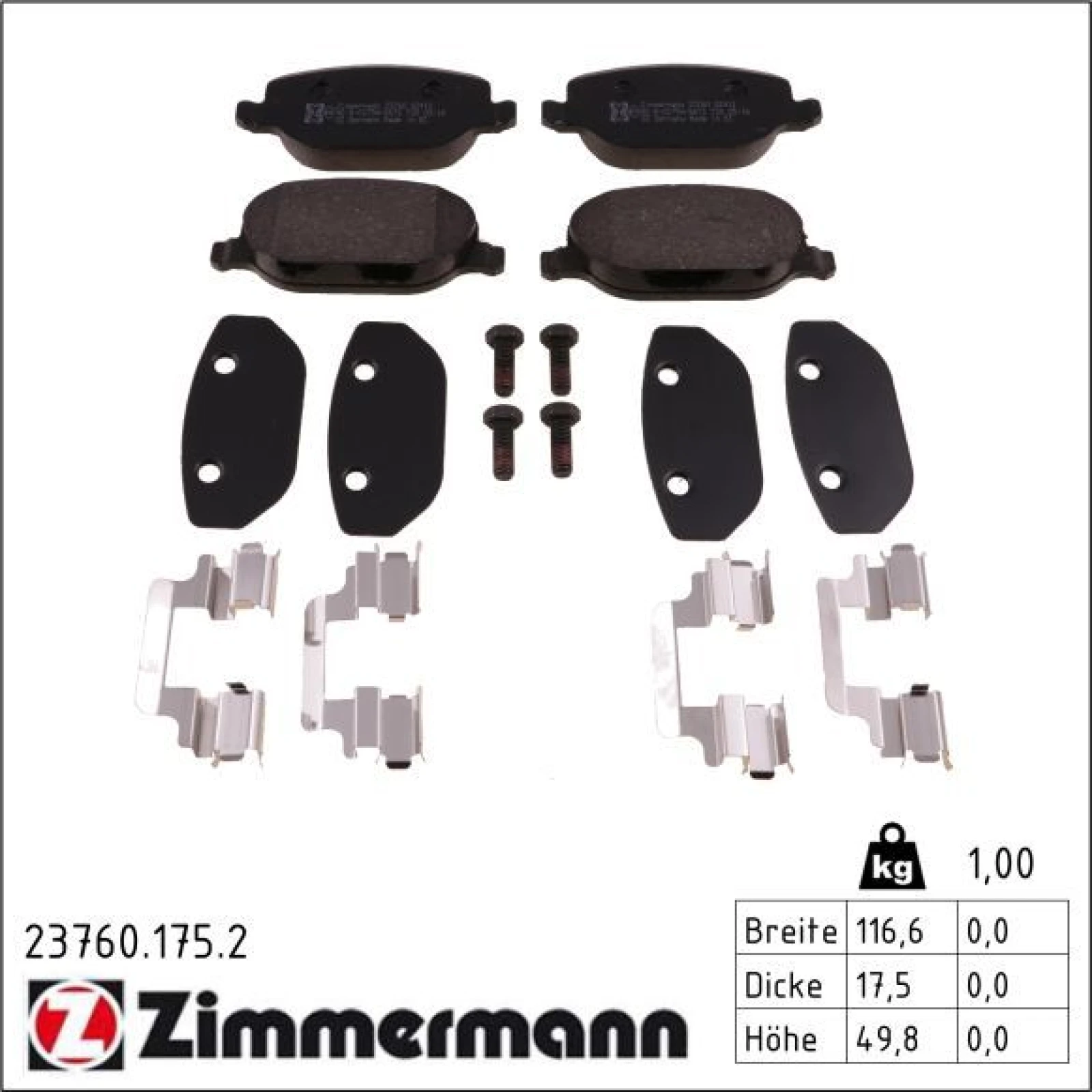 ZIMMERMANN Bremsbeläge 23760.175.2