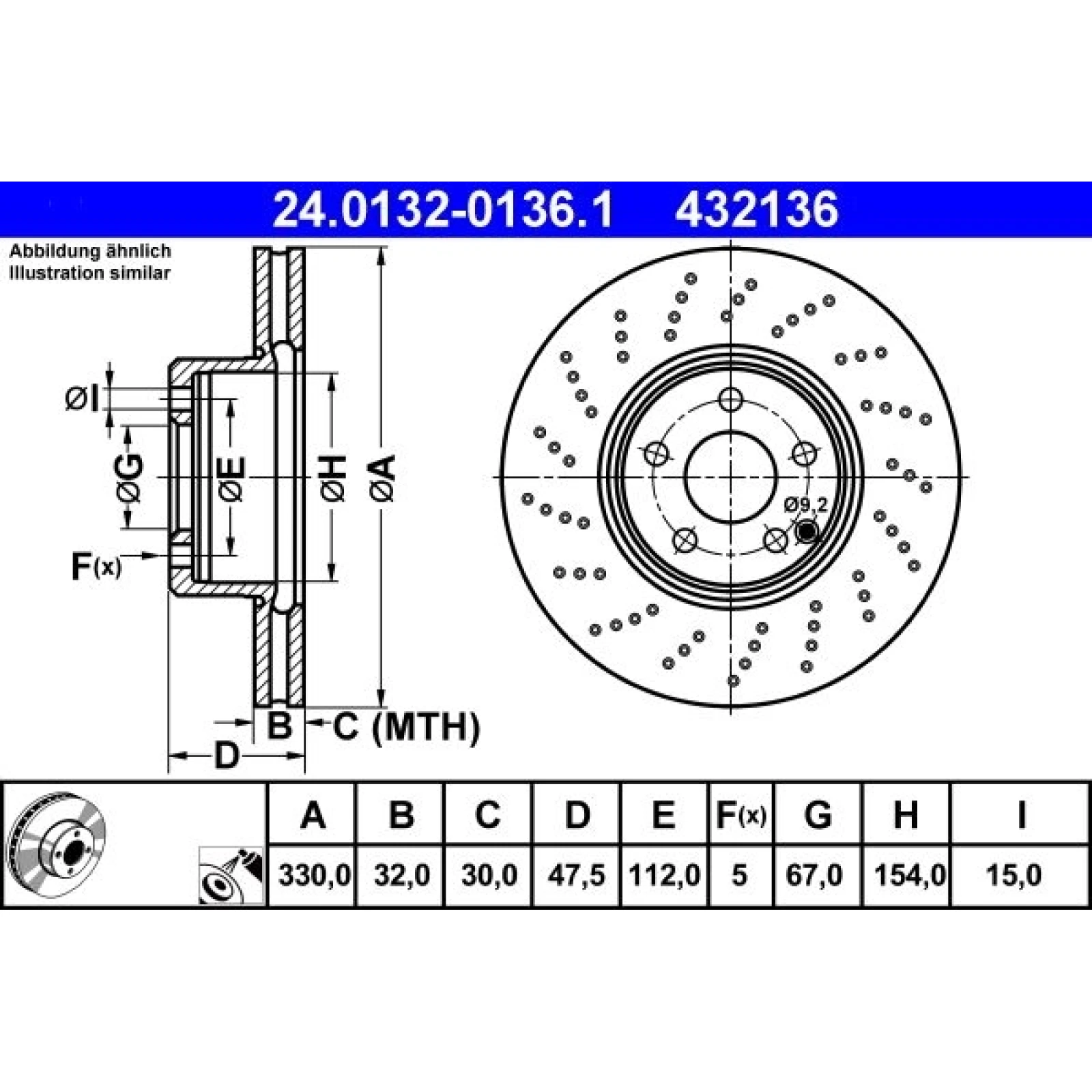ATE Bremsscheibe Mercedes-Benz Vorderachse W211/W220 03-09 24.0132-0136.1