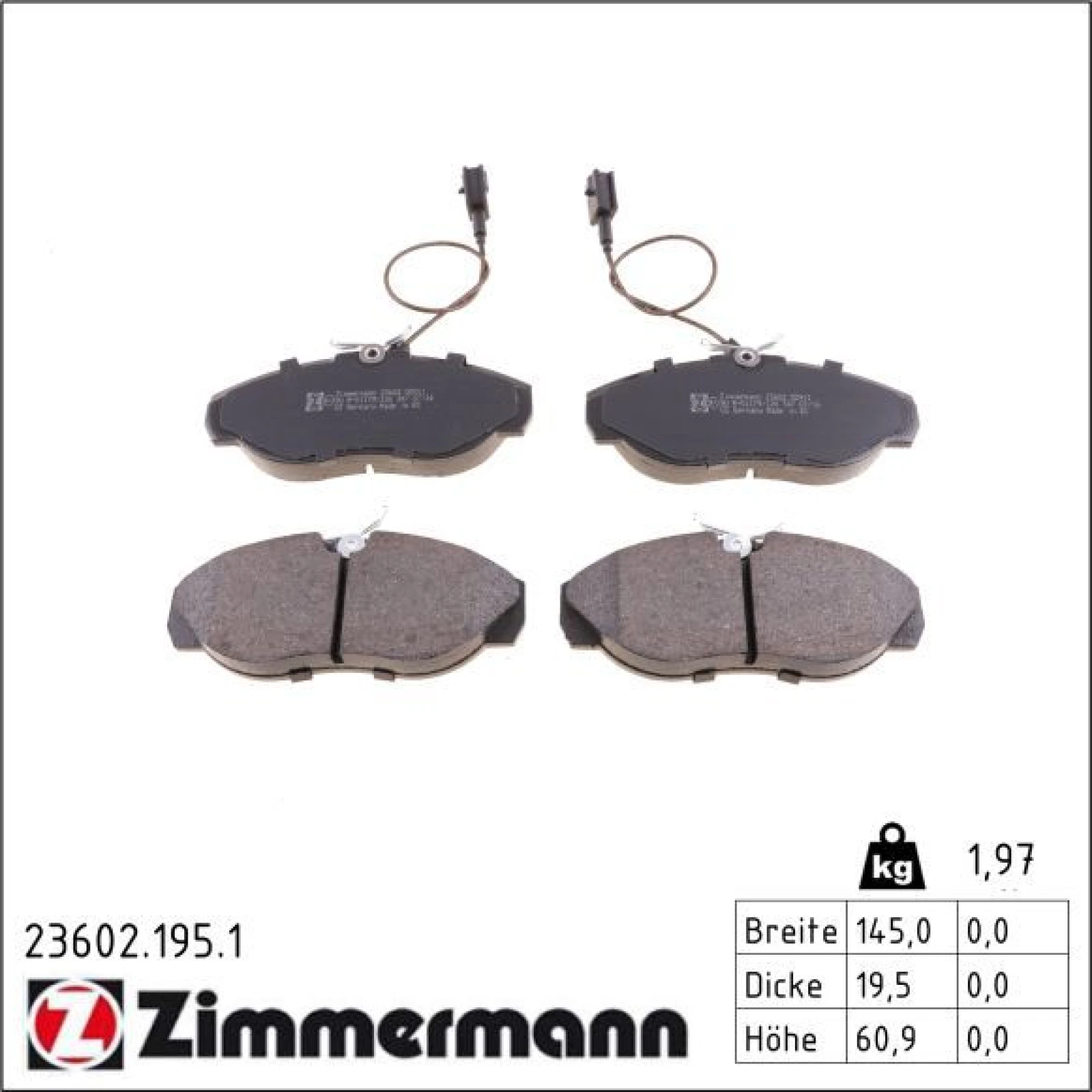 ZIMMERMANN Bremsbeläge 23602.195.1