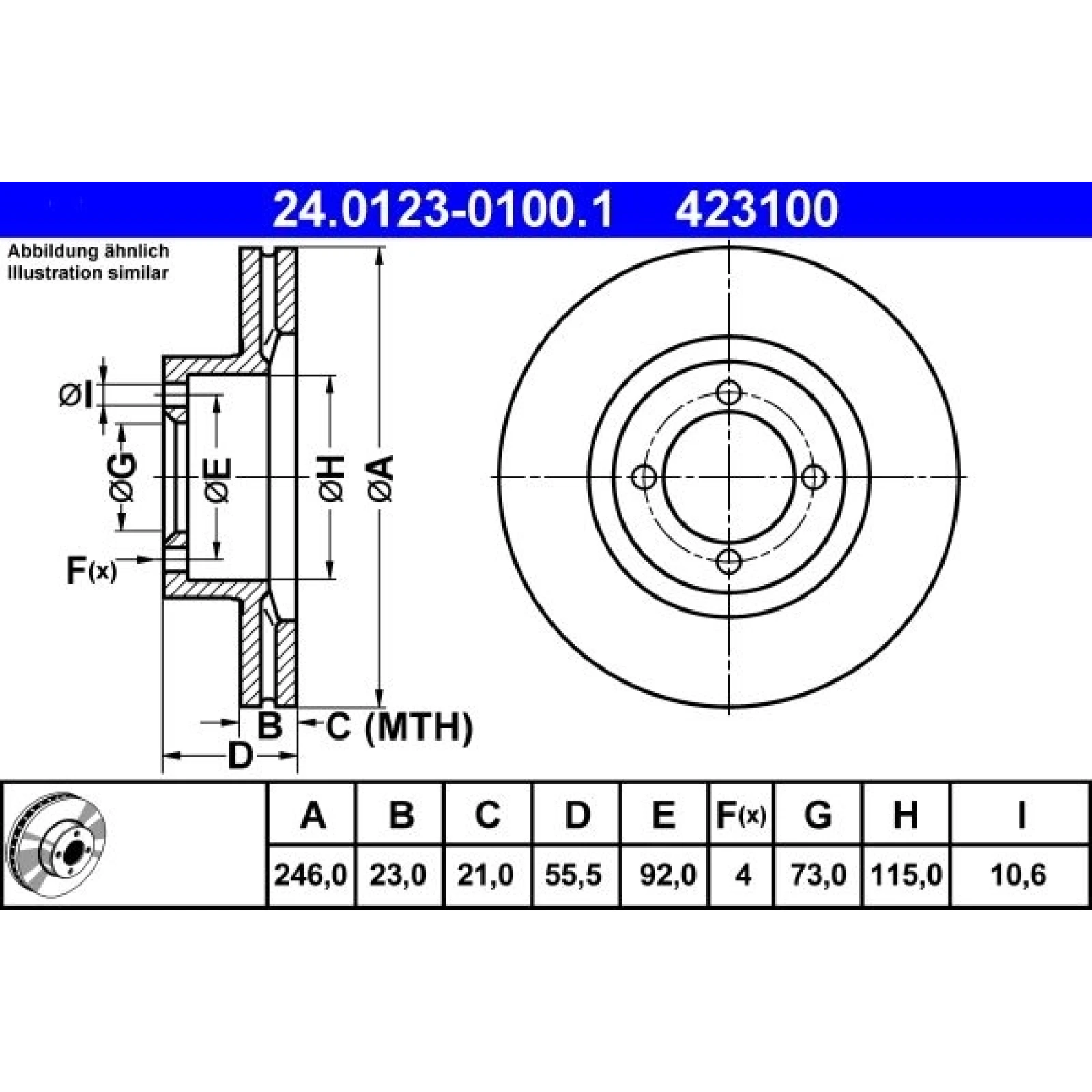 ATE Bremsscheibe 24.0123-0100.1