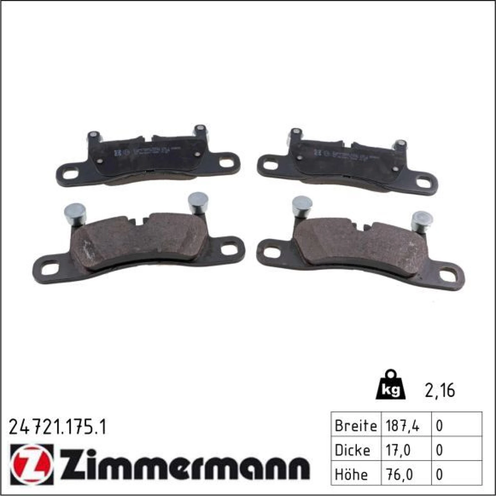 ZIMMERMANN Bremsbeläge 24721.175.1