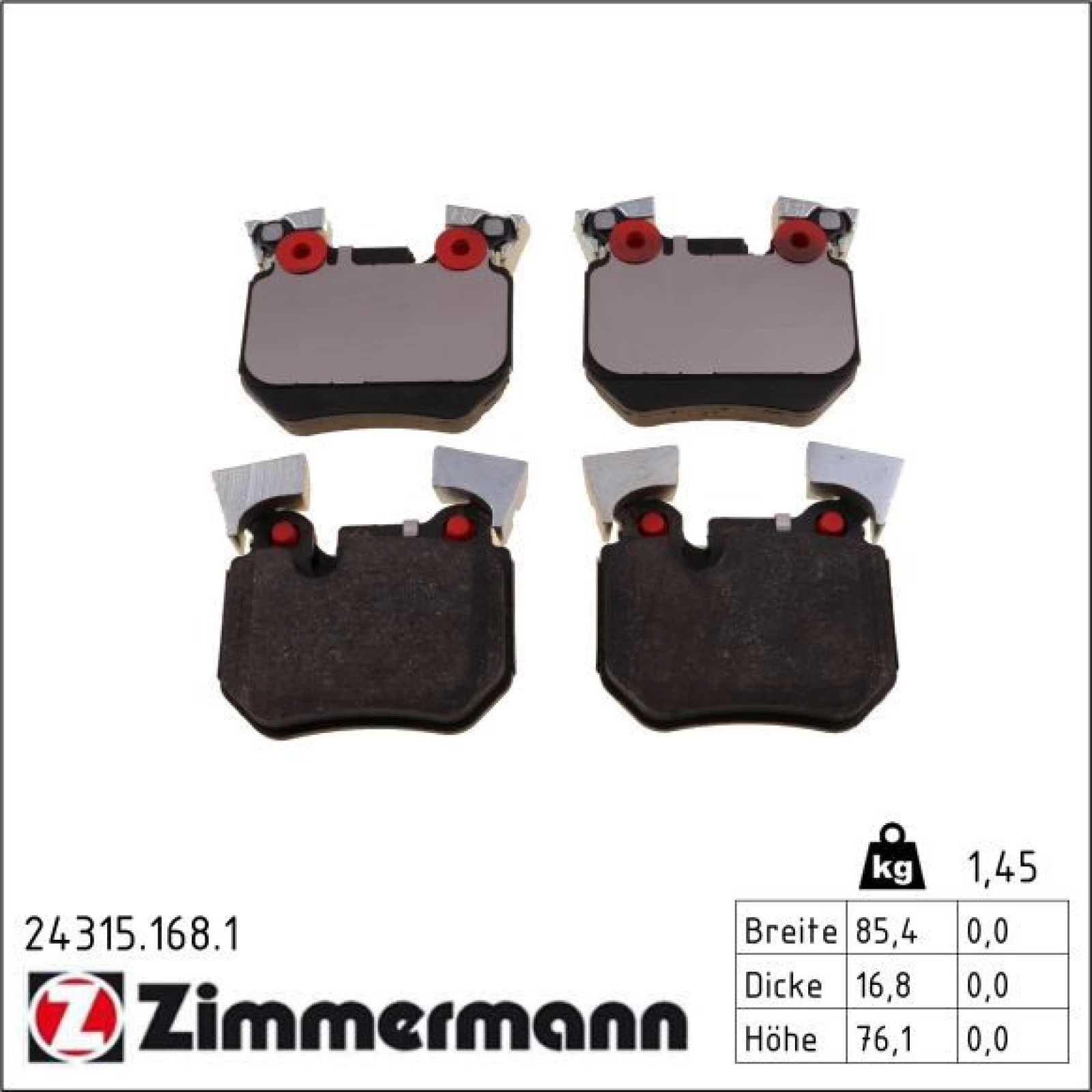 ZIMMERMANN Bremsbeläge 24315.168.1