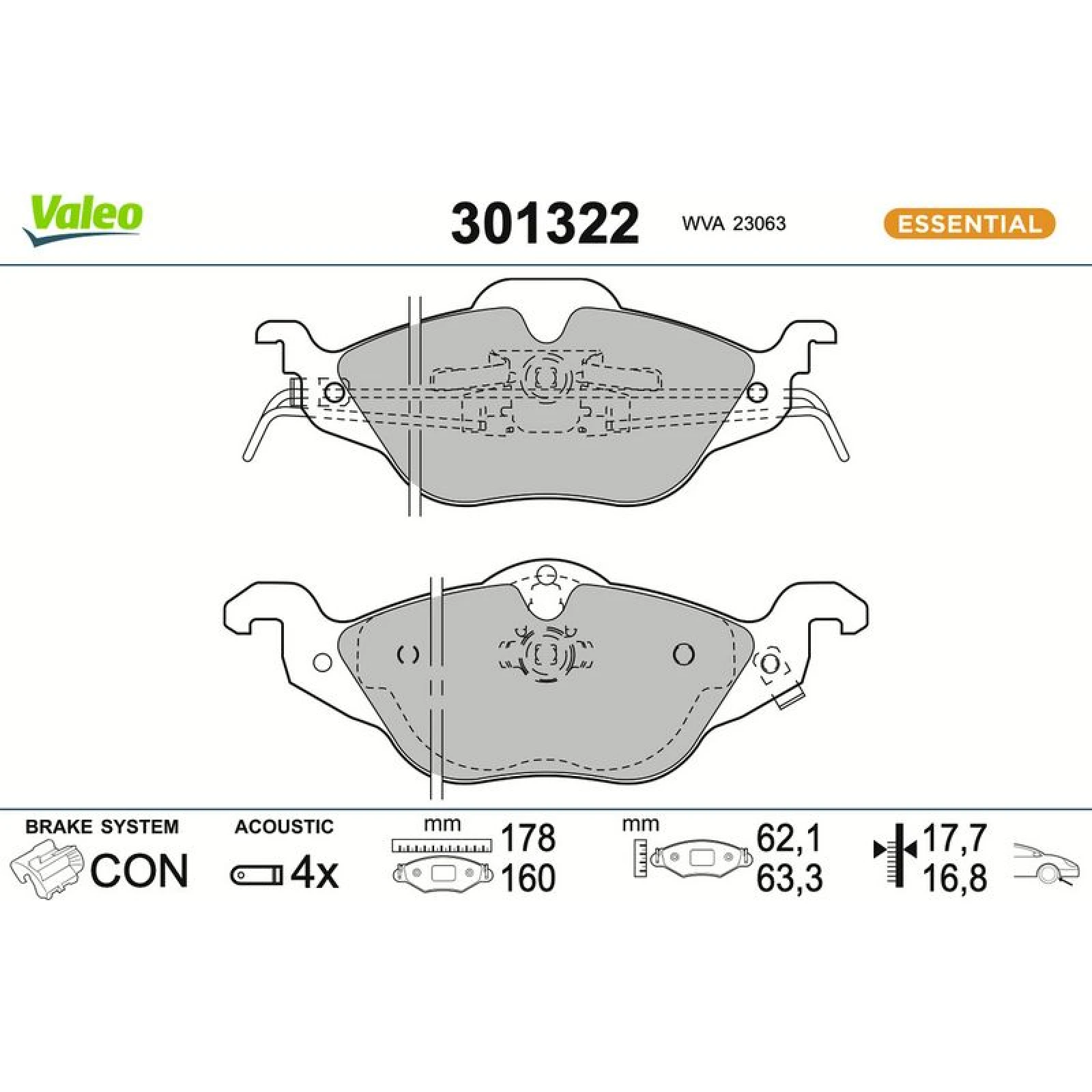 VALEO Bremsbeläge 301322