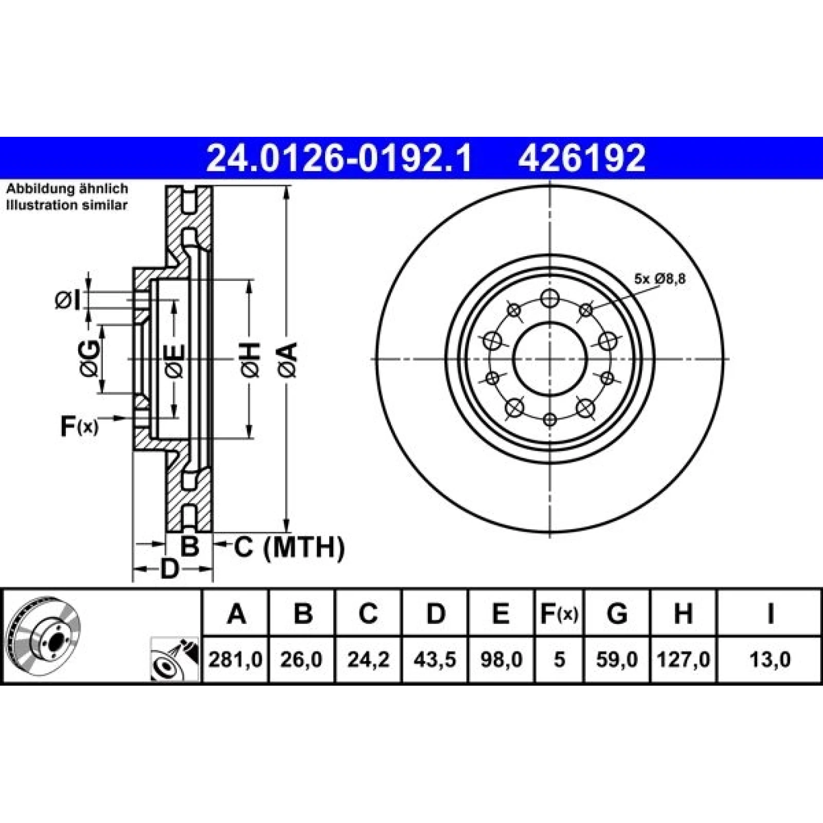 Bremsscheibe 24.0126-0192.1