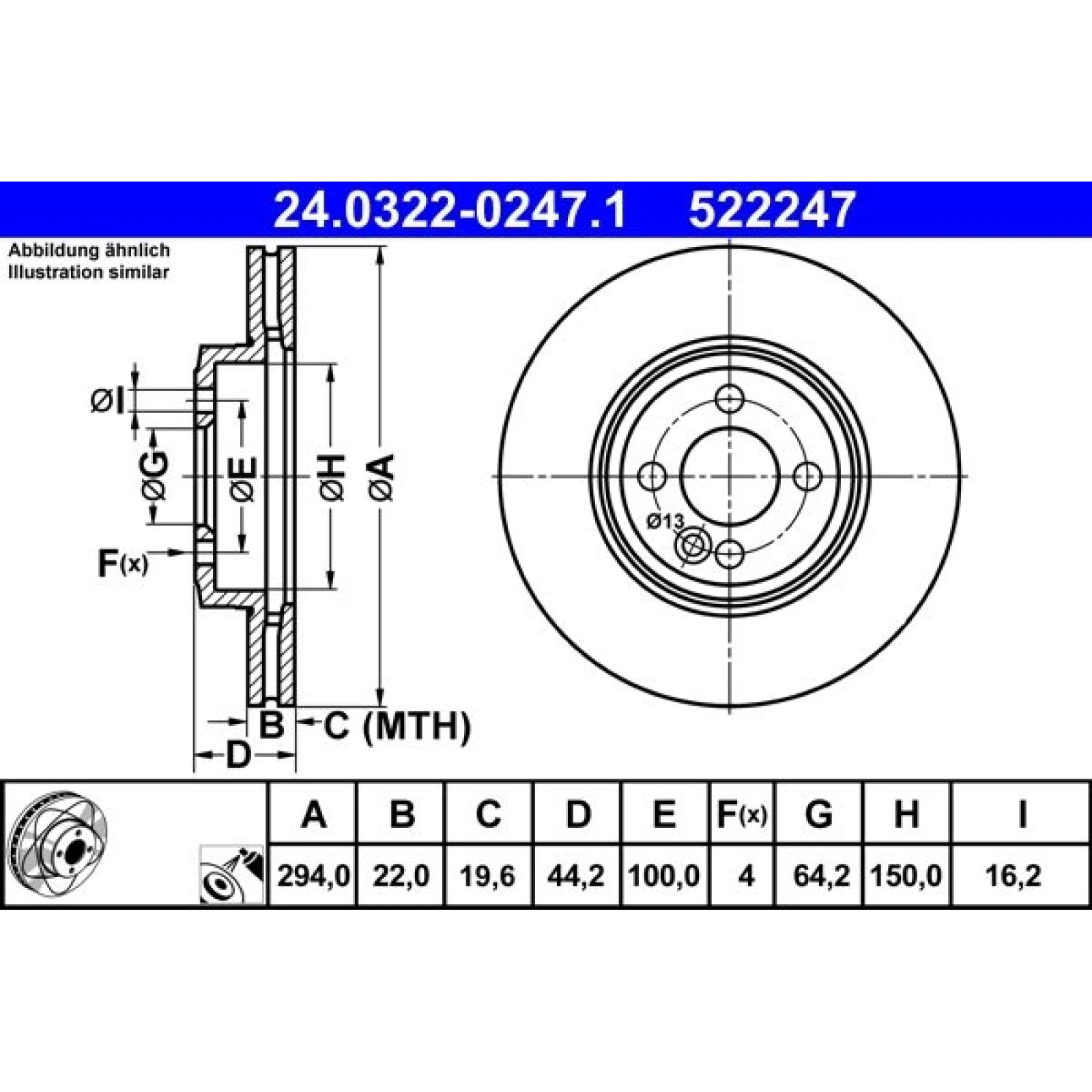 ATE Bremsscheibe 24.0322-0247.1