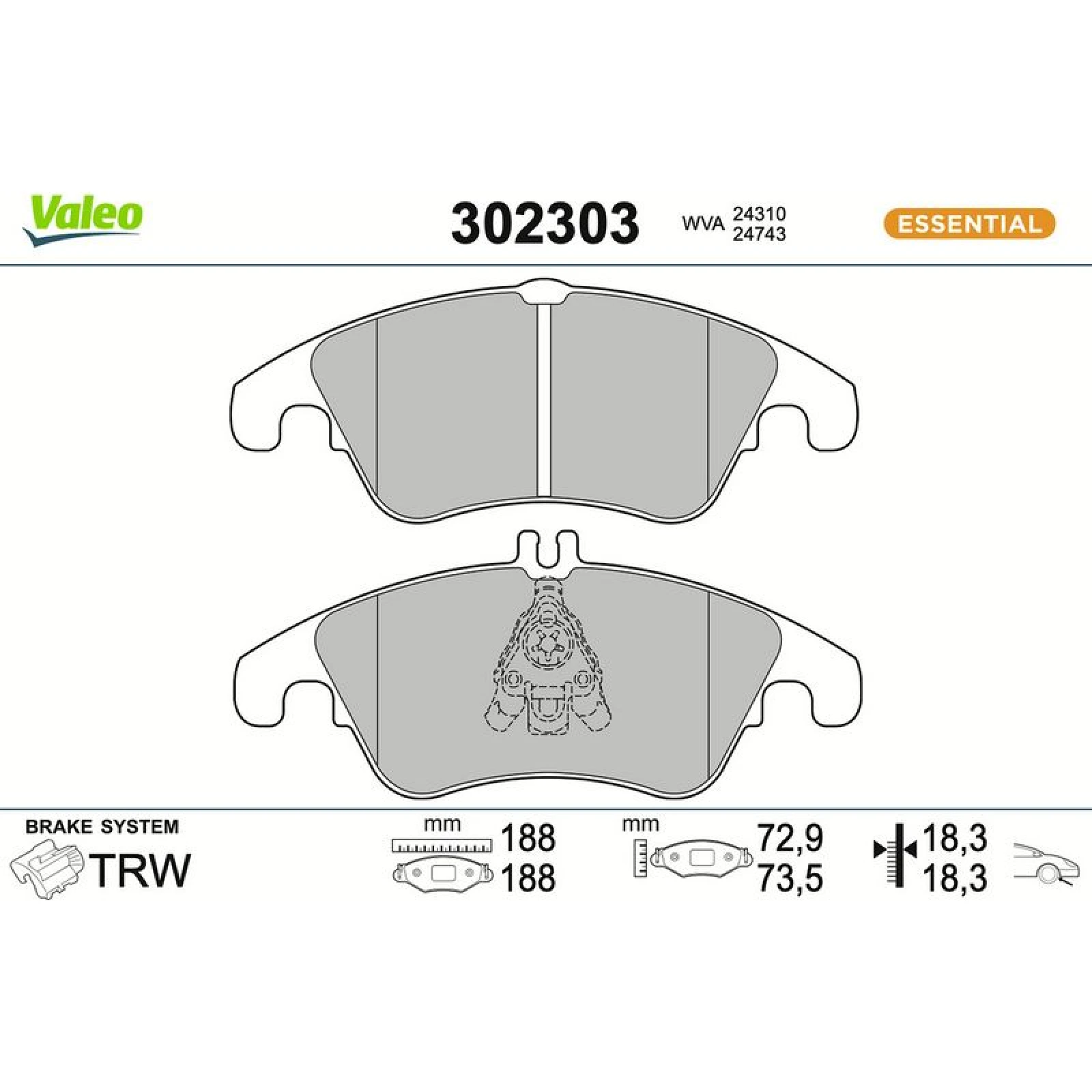 VALEO Bremsbeläge 302303