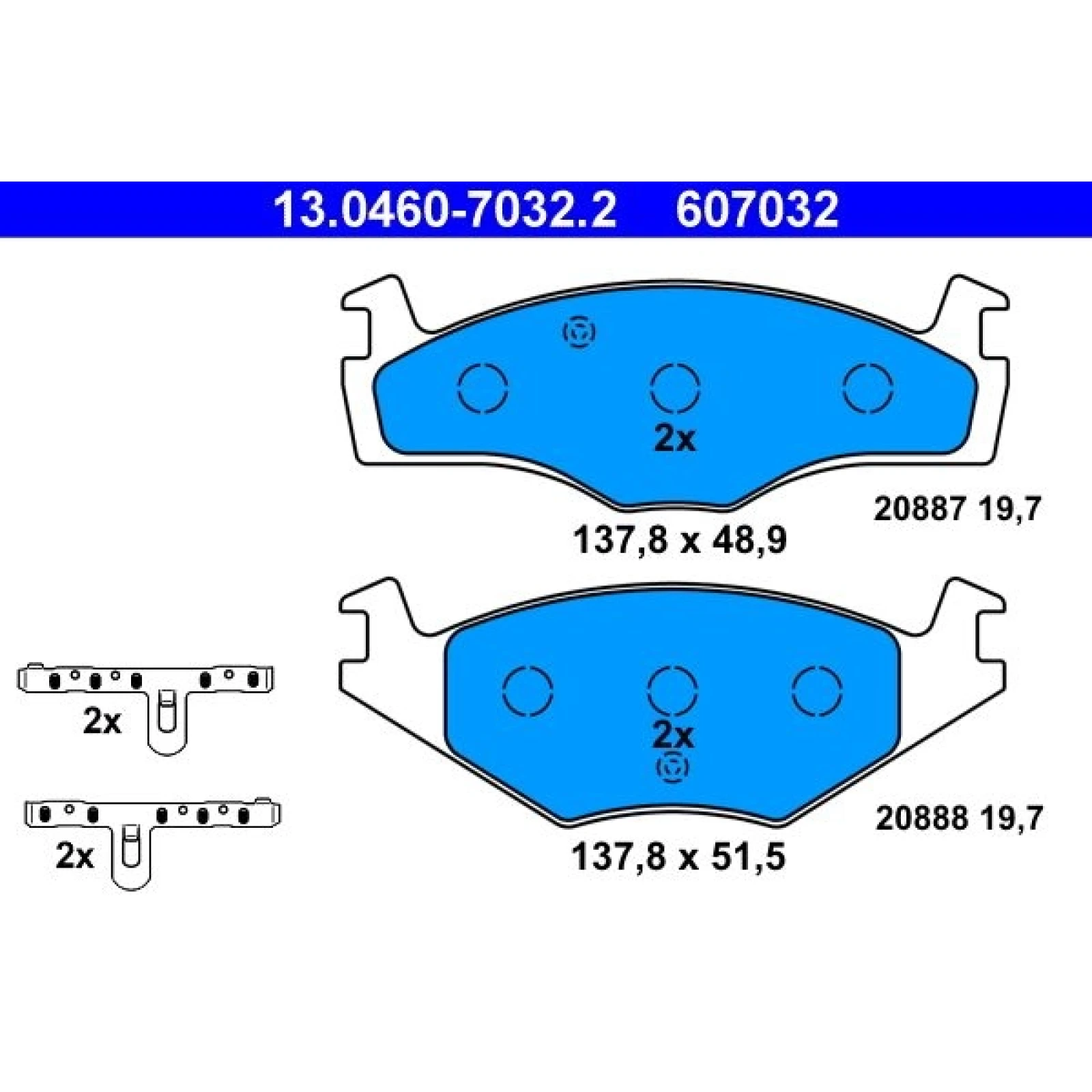 Bremsbelagsatz Vw P. Caddy/Golf/Jetta/Passat/Vento 1,0-1,8 79-99 13.0460-7032.2