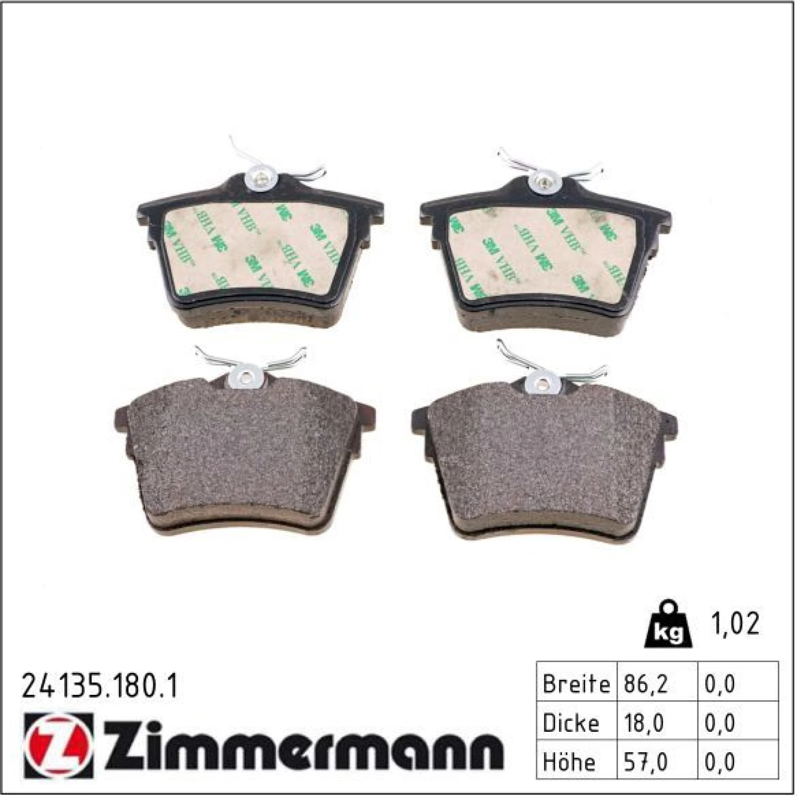 ZIMMERMANN Bremsbeläge 24135.180.1