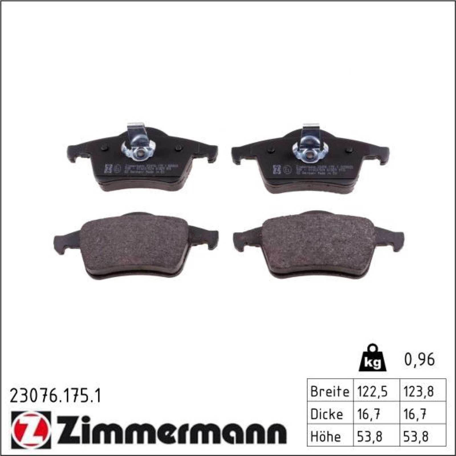 ZIMMERMANN Bremsbeläge 23076.175.1