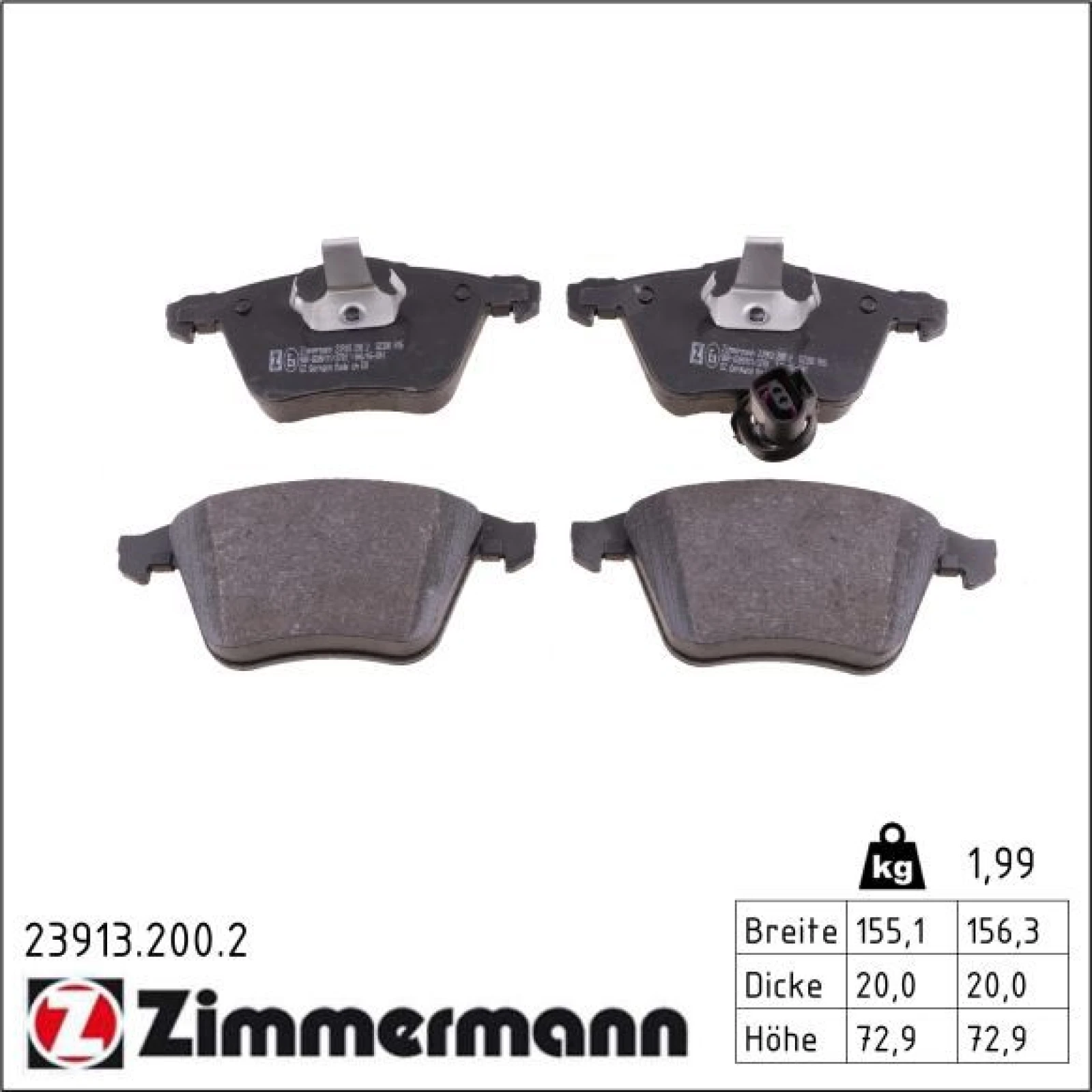 ZIMMERMANN Bremsbeläge 23913.200.2