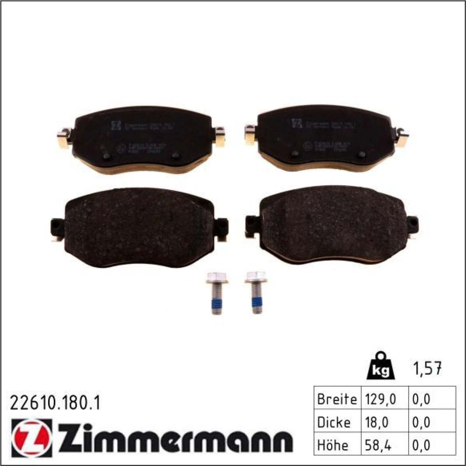 ZIMMERMANN Bremsbelagsatz, Scheibenbremse 22610.180.1