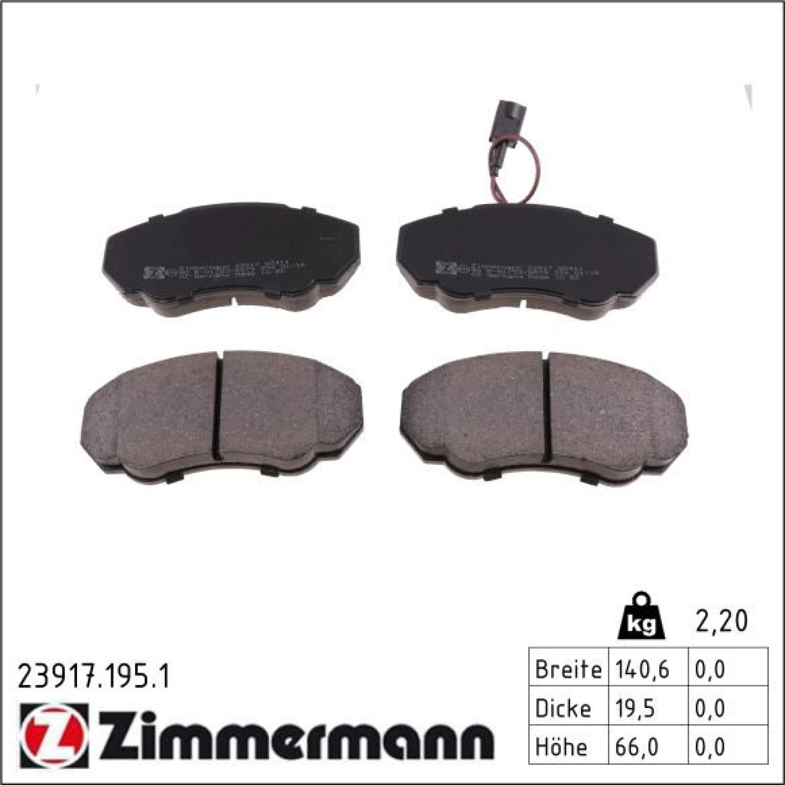 ZIMMERMANN Bremsbeläge 23917.195.1