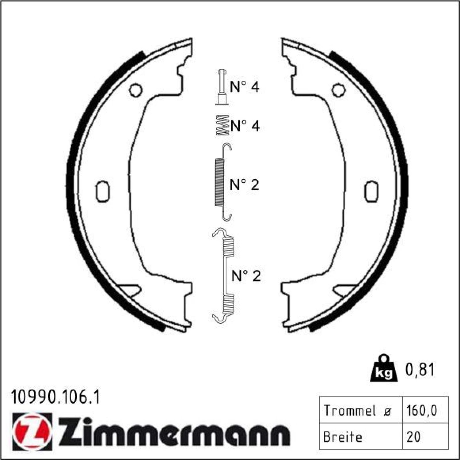 ZIMMERMANN Bremsbacken 10990.106.1