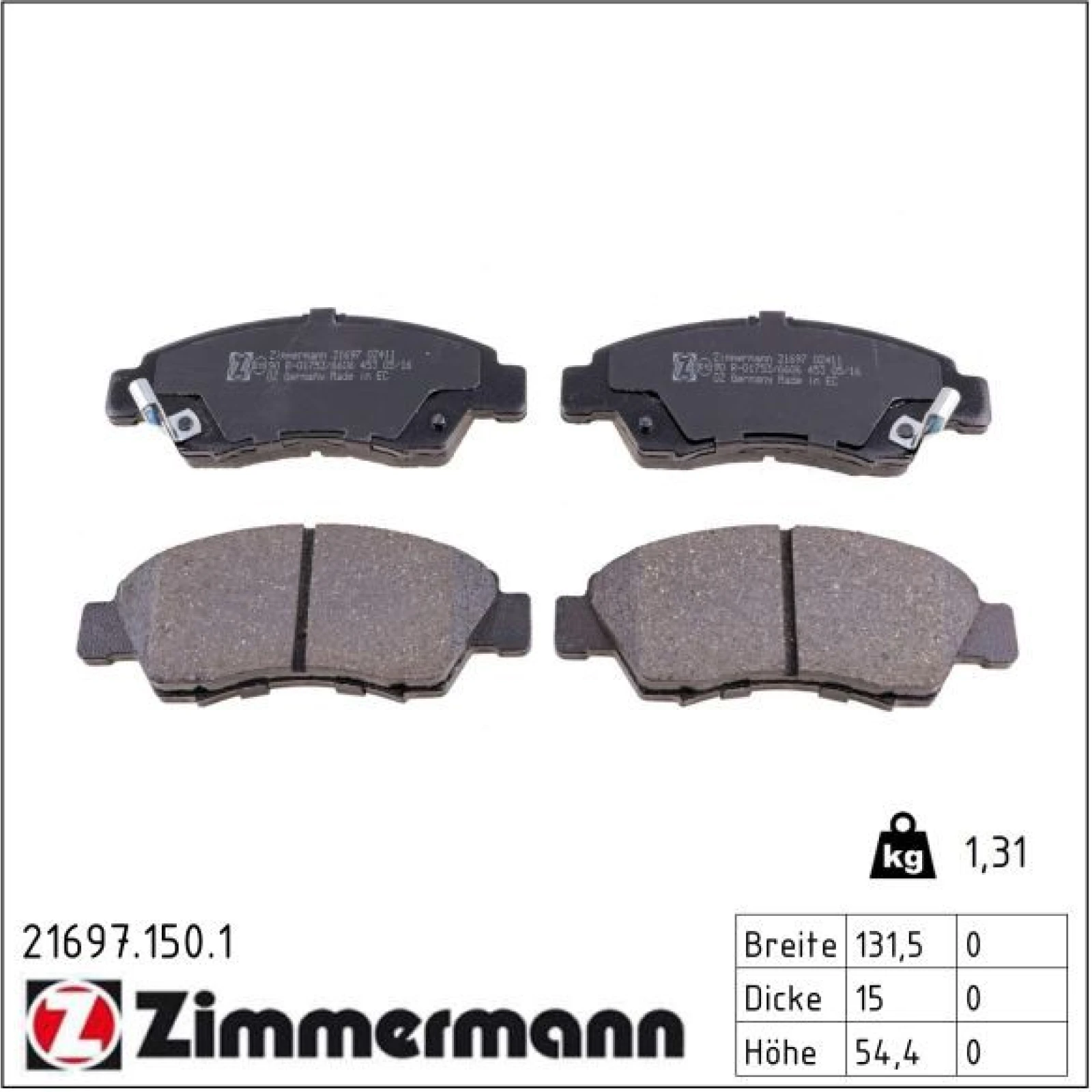ZIMMERMANN Bremsbeläge 21697.150.1