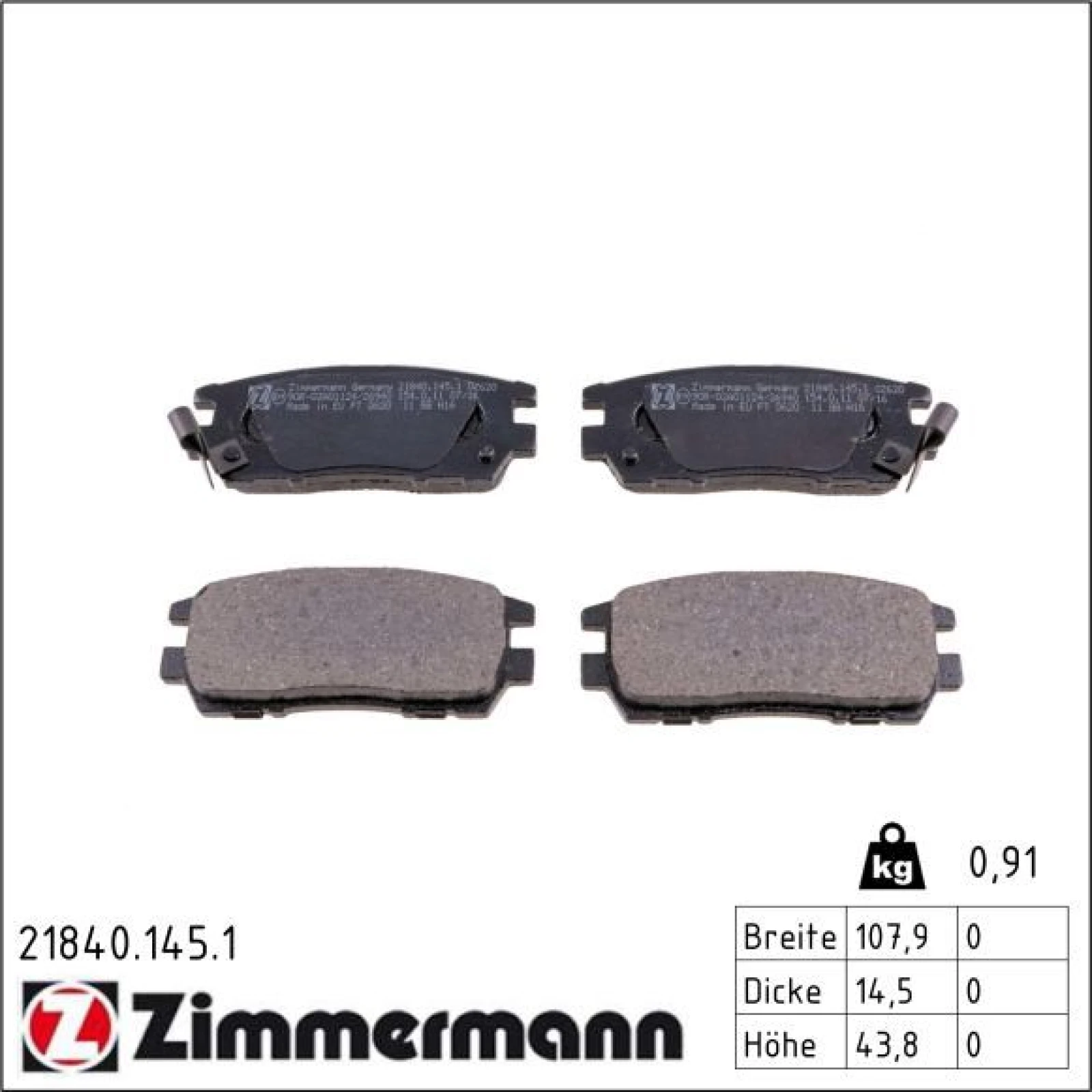 ZIMMERMANN Bremsbeläge 21840.145.1