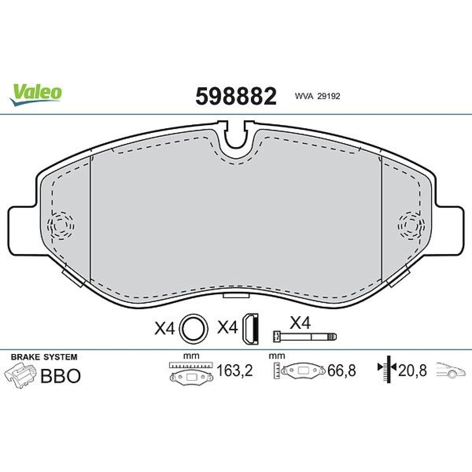 VALEO Bremsbeläge 598882