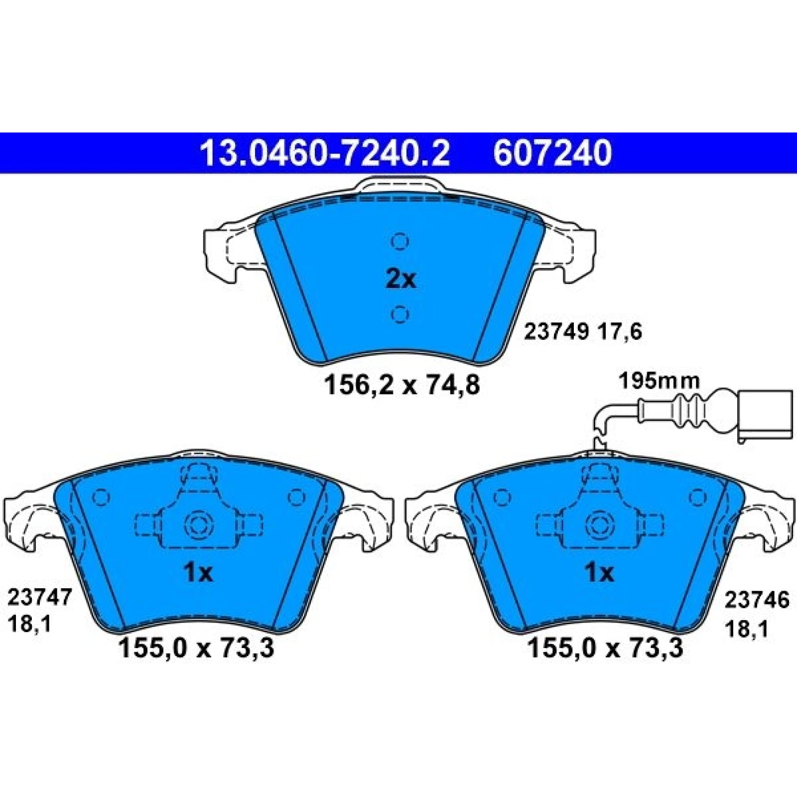 Bremsbelagsatz Vw P. Multivan/T5 1.9-2.5Tdi 03-15 13.0460-7240.2