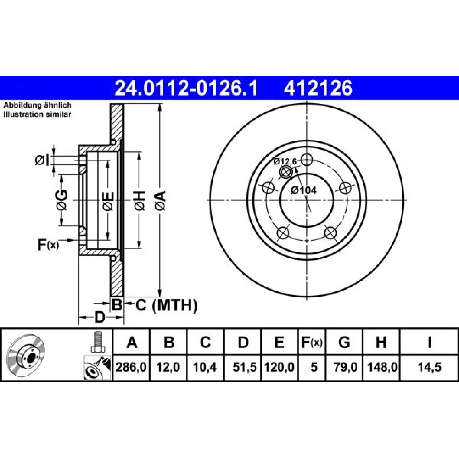 Bremsscheibe Bmw P. 3/Z3 (E36) 1,6-2,0 90-03 24.0112-0126.1