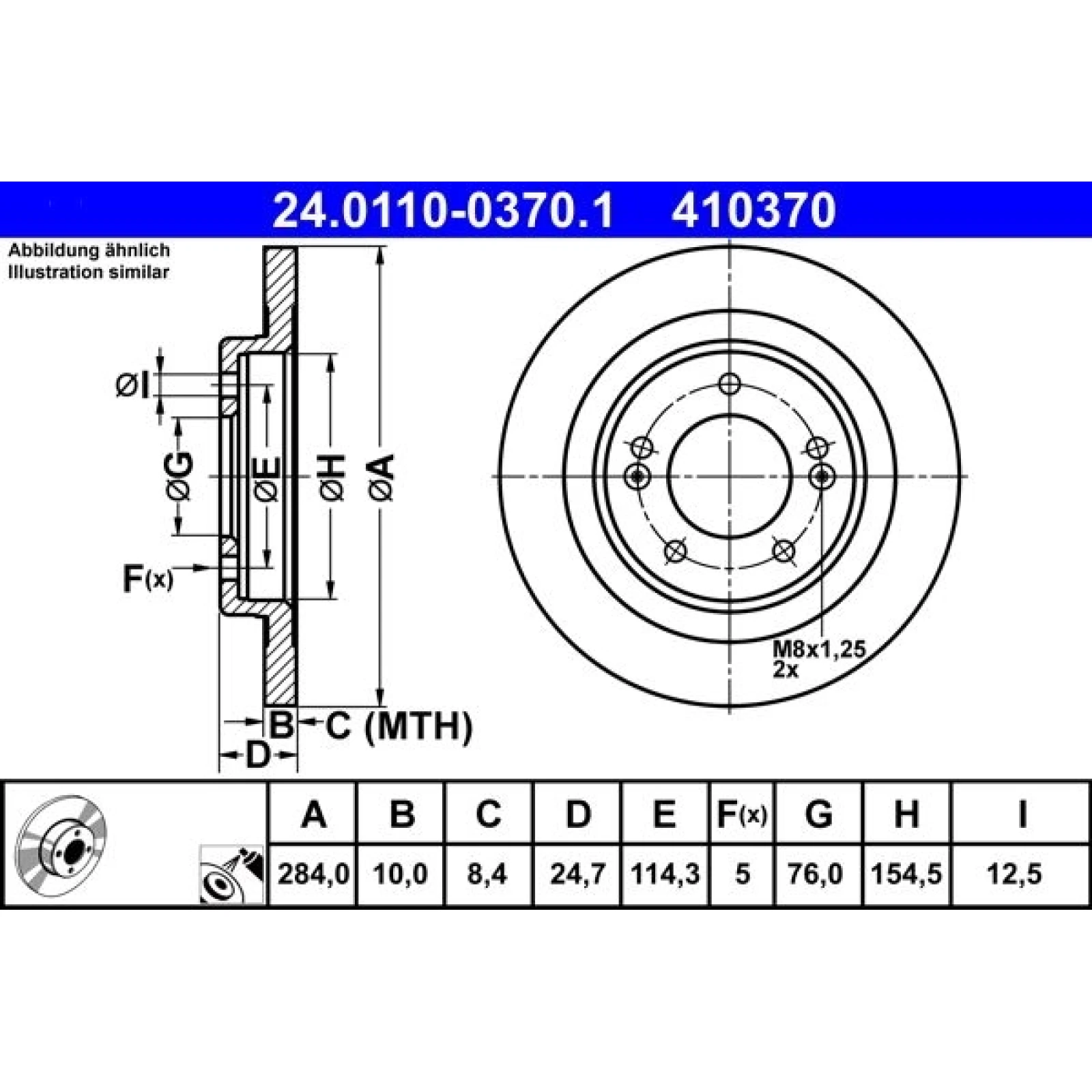 Bremsscheibe Hyundai T. I40 1.6-2.0 Gdi 11 24.0110-0370.1