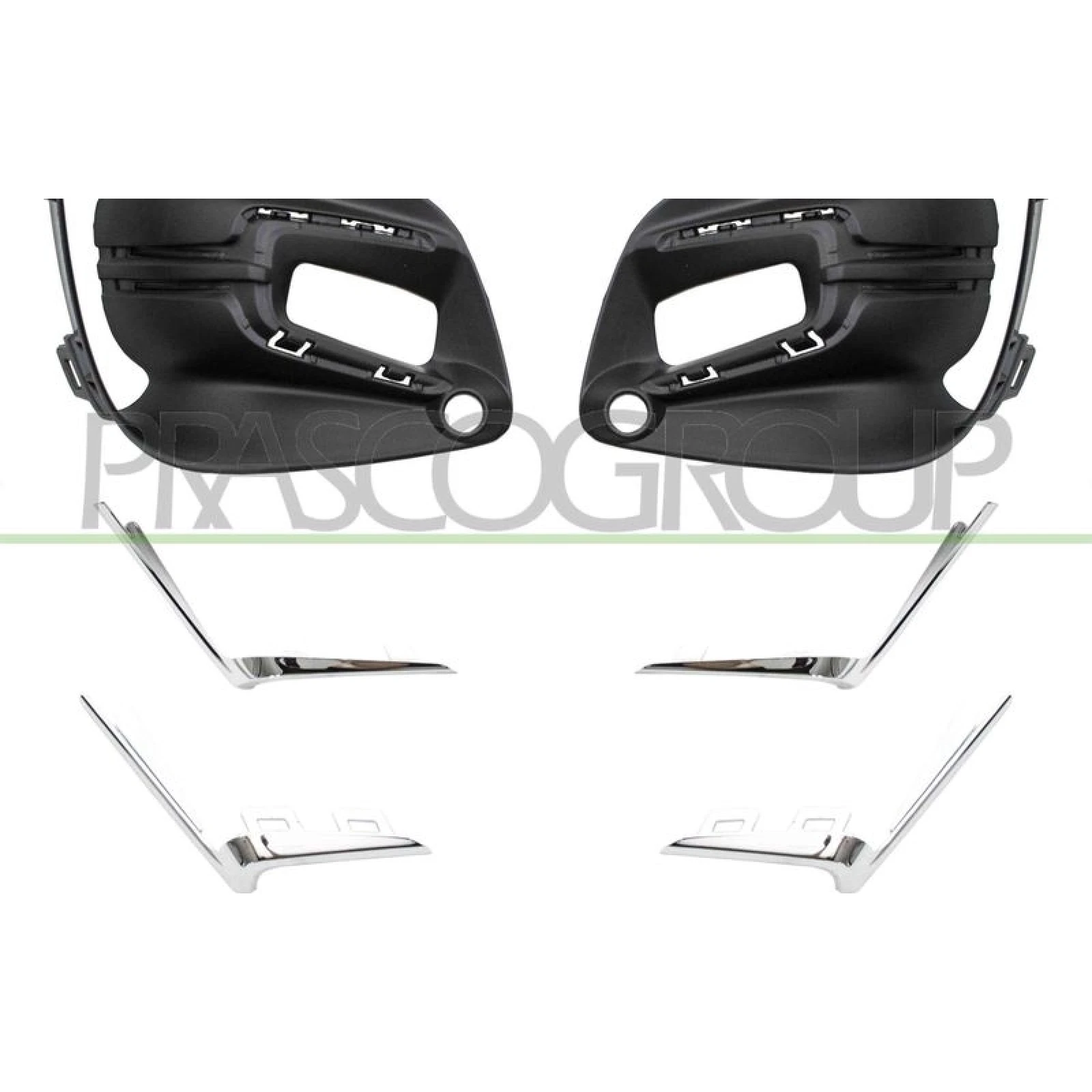 Prasco Grill unten links+rechts SATZ schwarz/Chrom mit Nebelscheinwerfer RN3322125