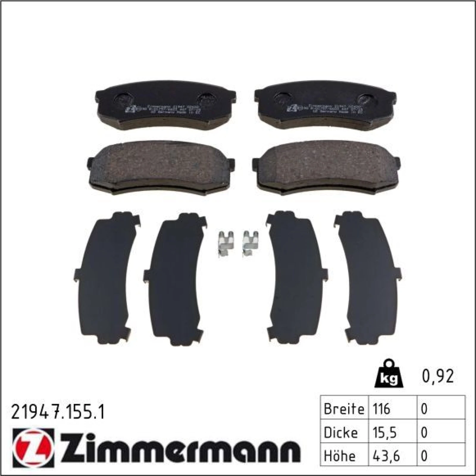 ZIMMERMANN Bremsbeläge 21947.155.1