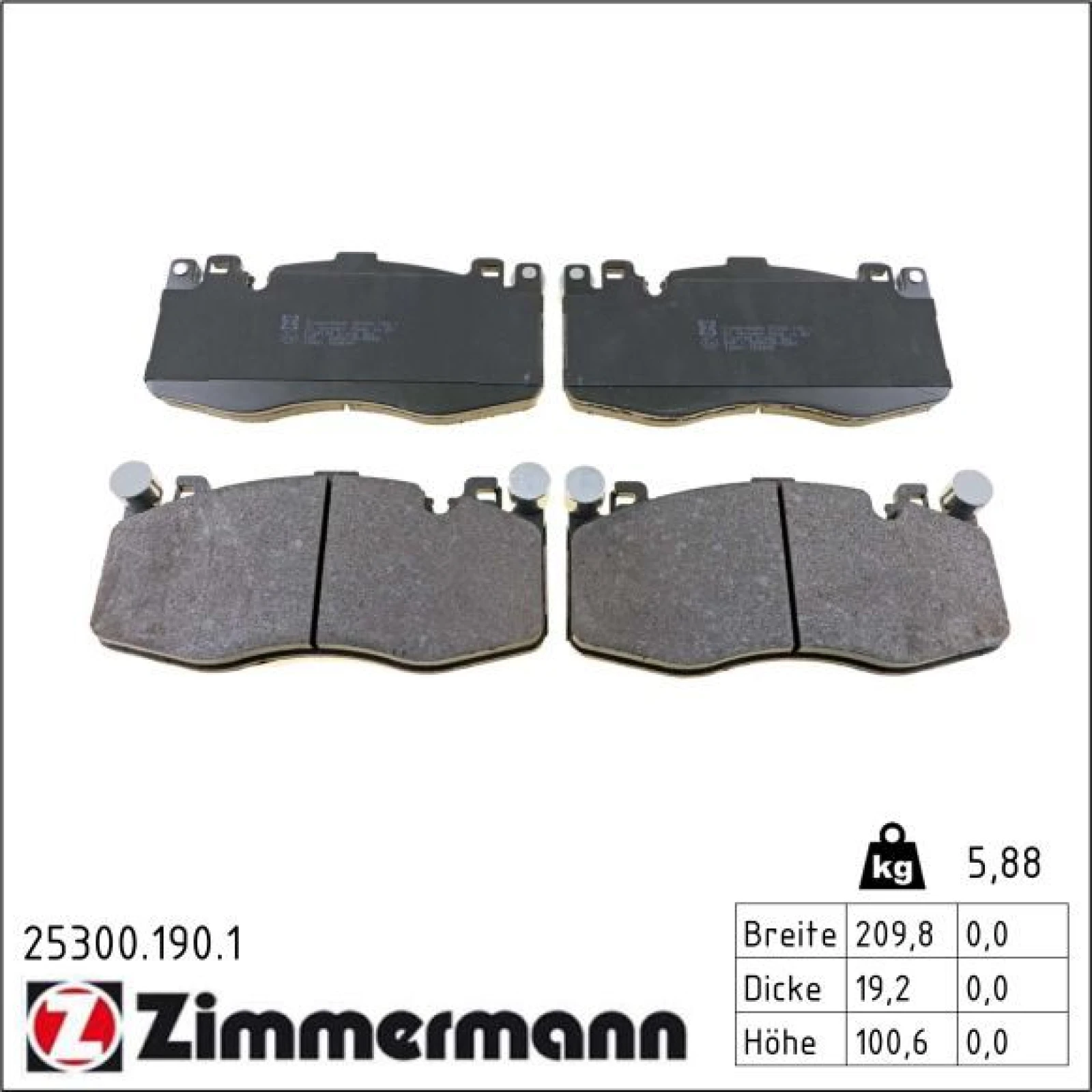 ZIMMERMANN Bremsbelagsatz, Scheibenbremse 25300.190.1