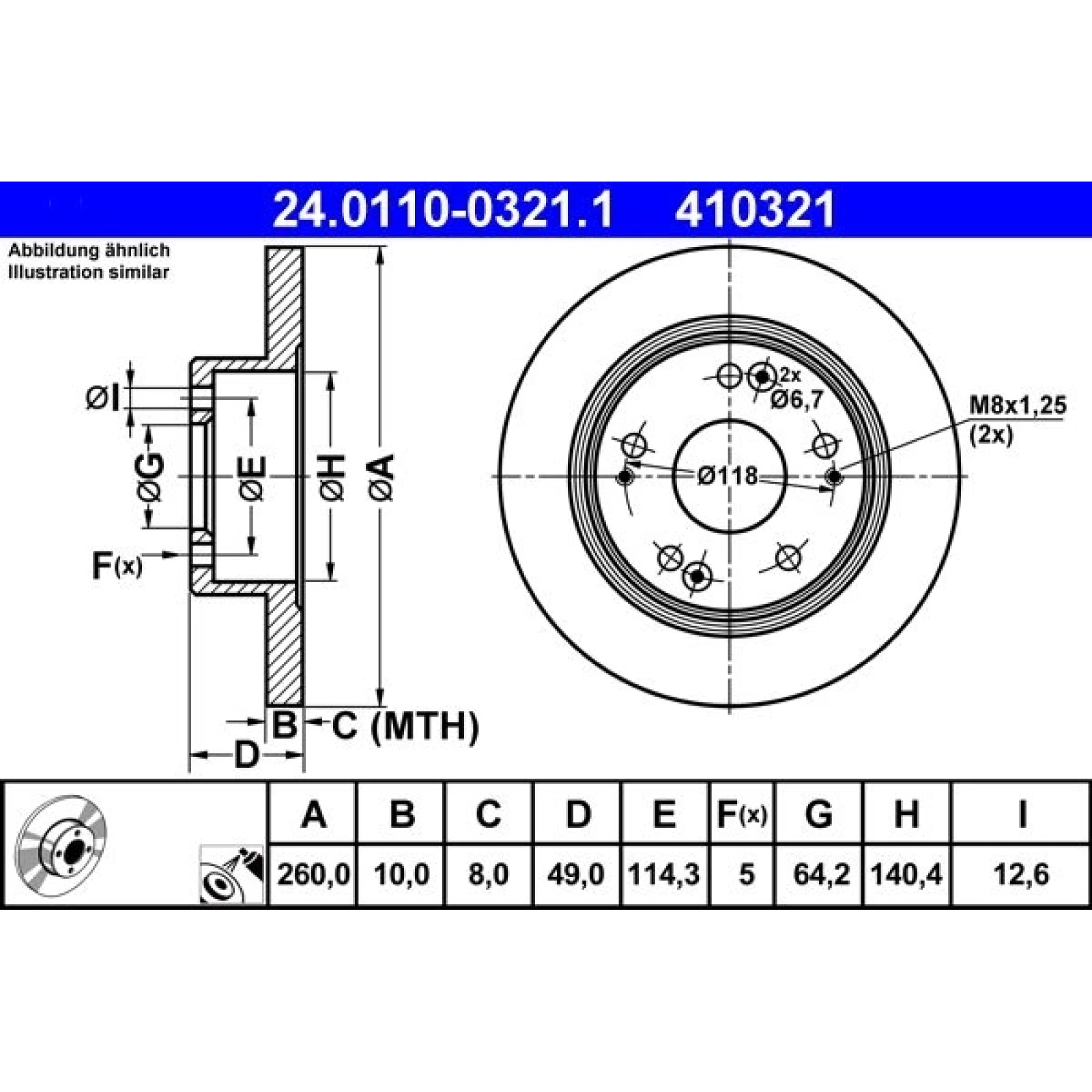 Bremsscheibe Honda T. Accord 2.0-2.4 03-08 24.0110-0321.1