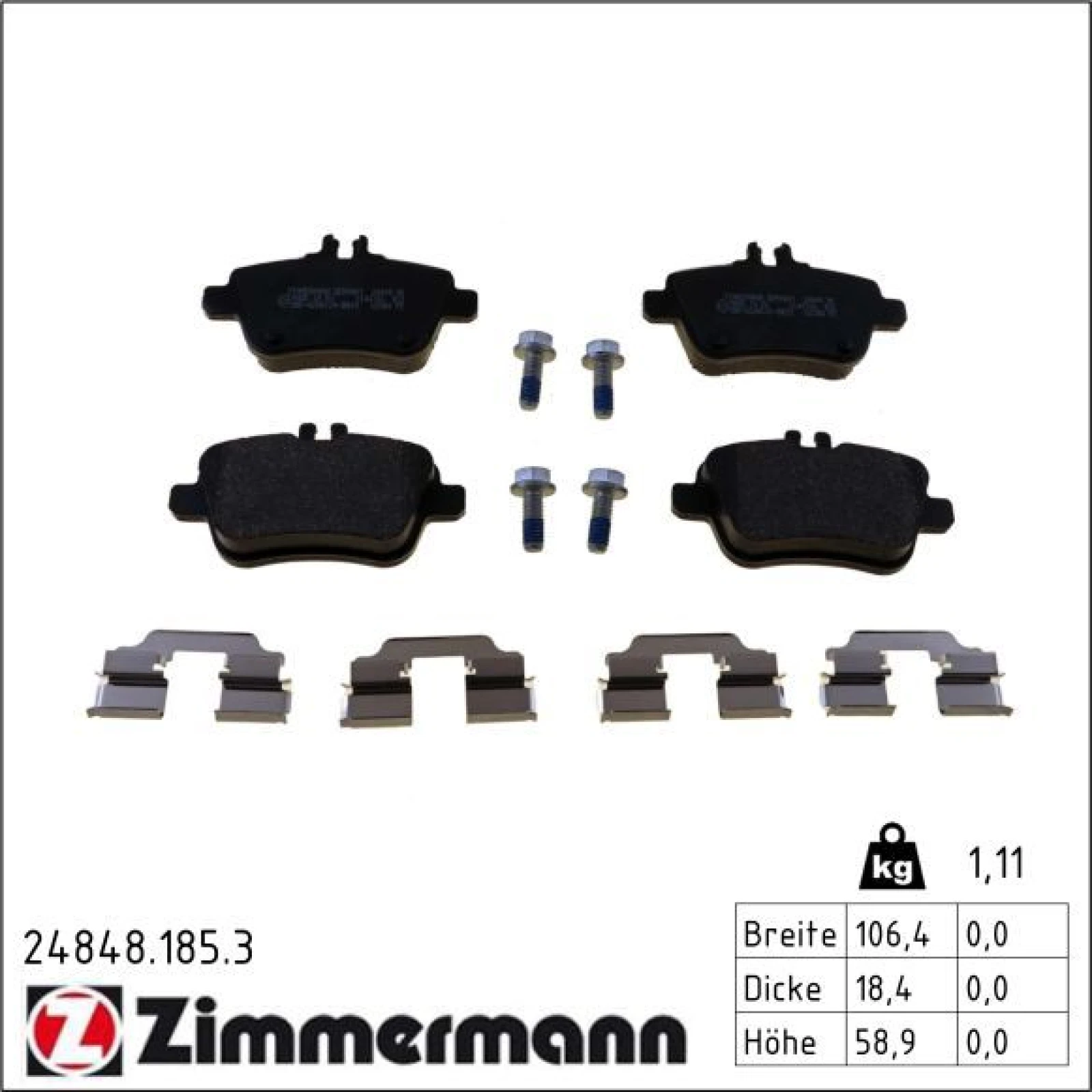 ZIMMERMANN Bremsbelagsatz, Scheibenbremse 24848.185.3