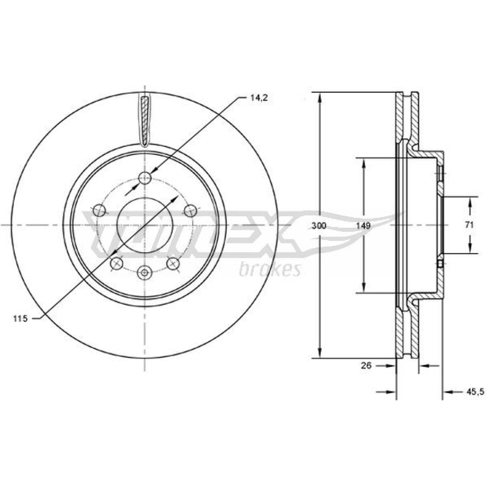 TOMEX brakes Bremsscheibe TX 72-53