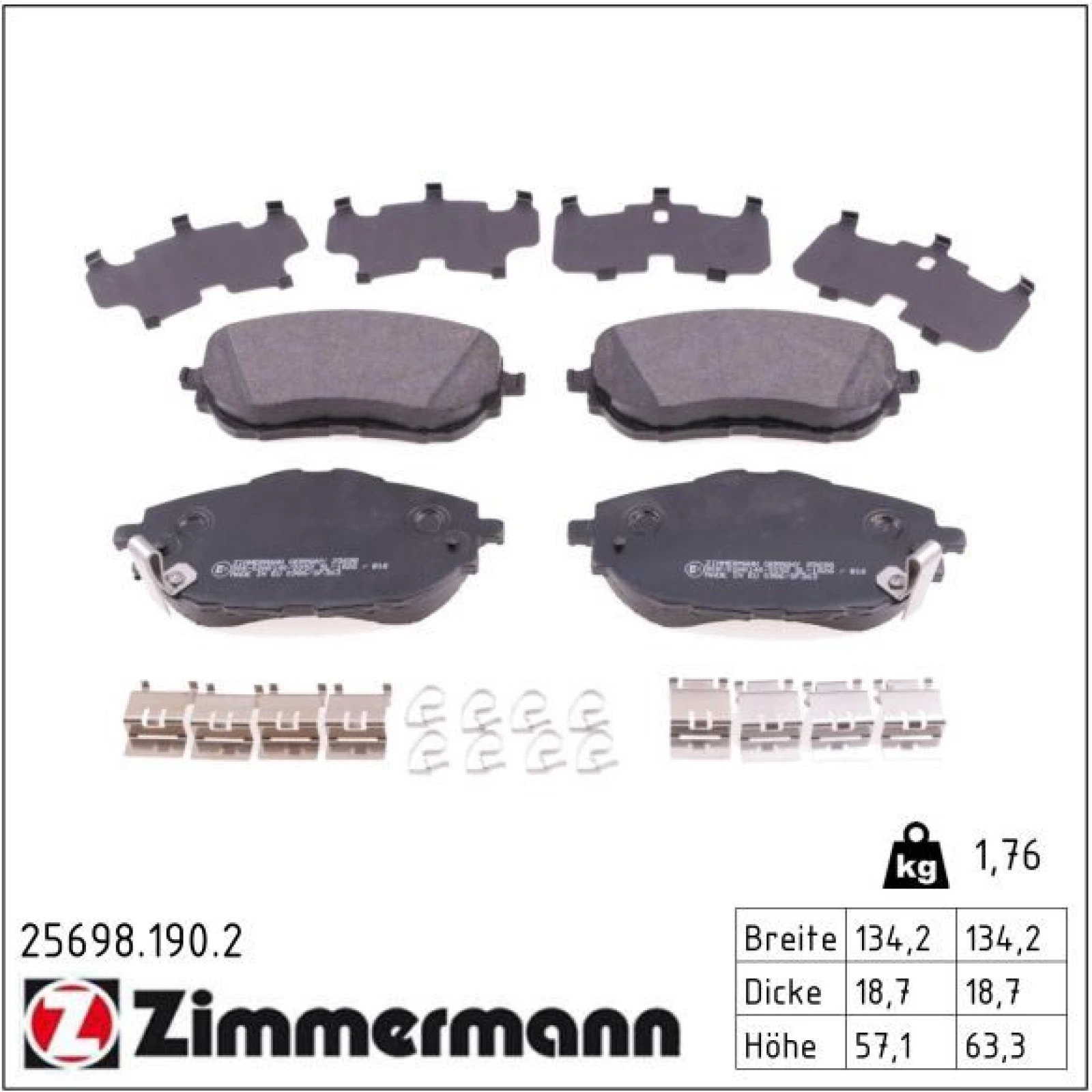 ZIMMERMANN Bremsbeläge 25698.190.2