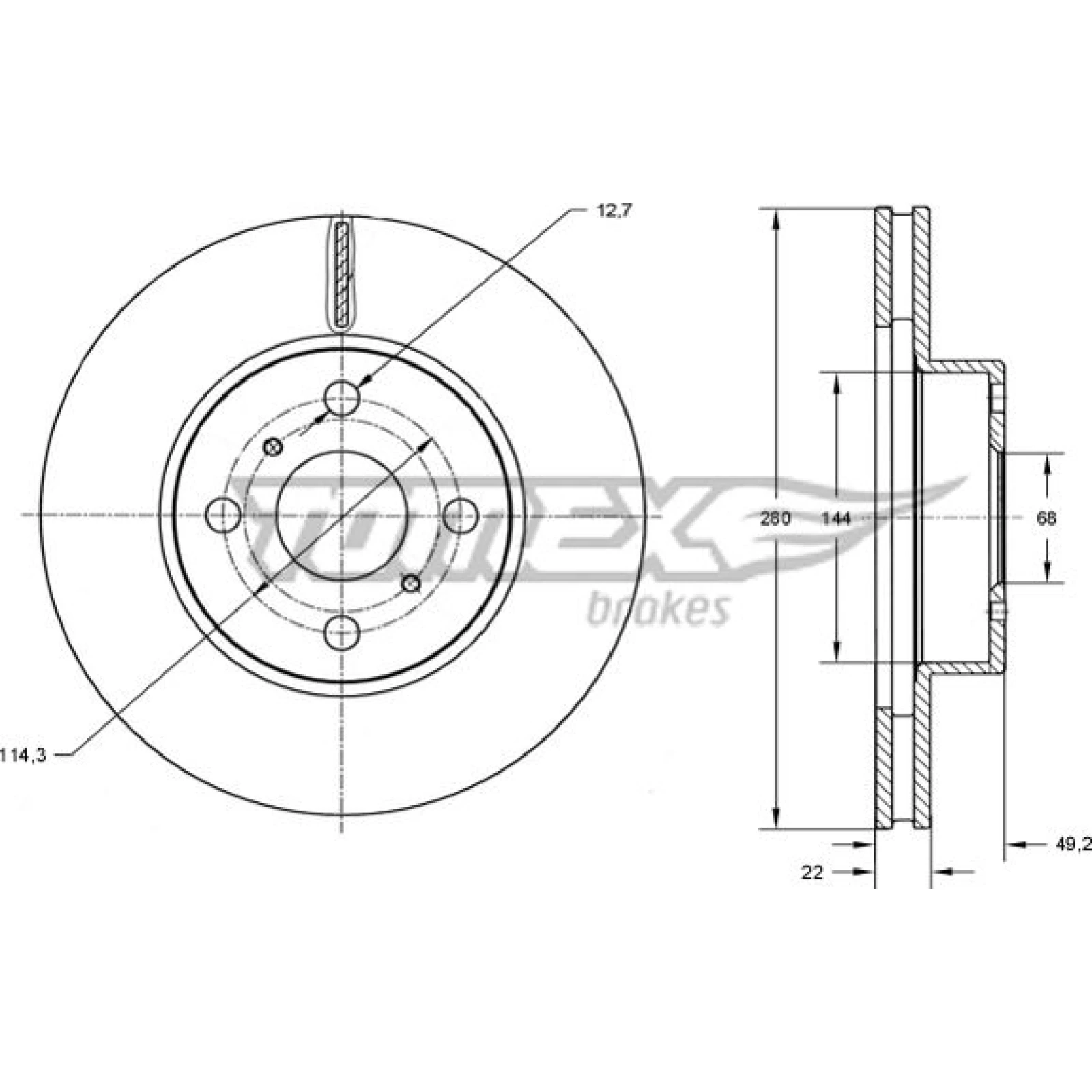 TOMEX brakes Bremsscheibe TX 70-72