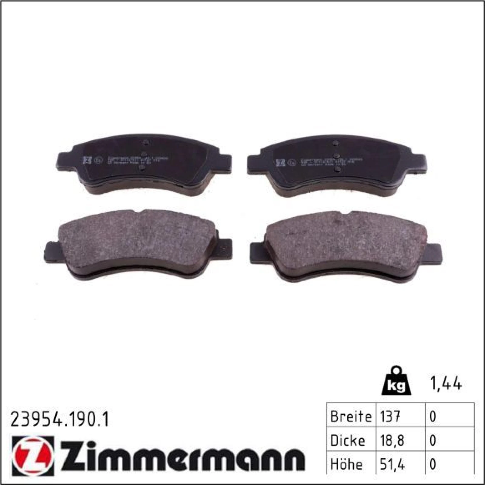 ZIMMERMANN Bremsbeläge 23954.190.1