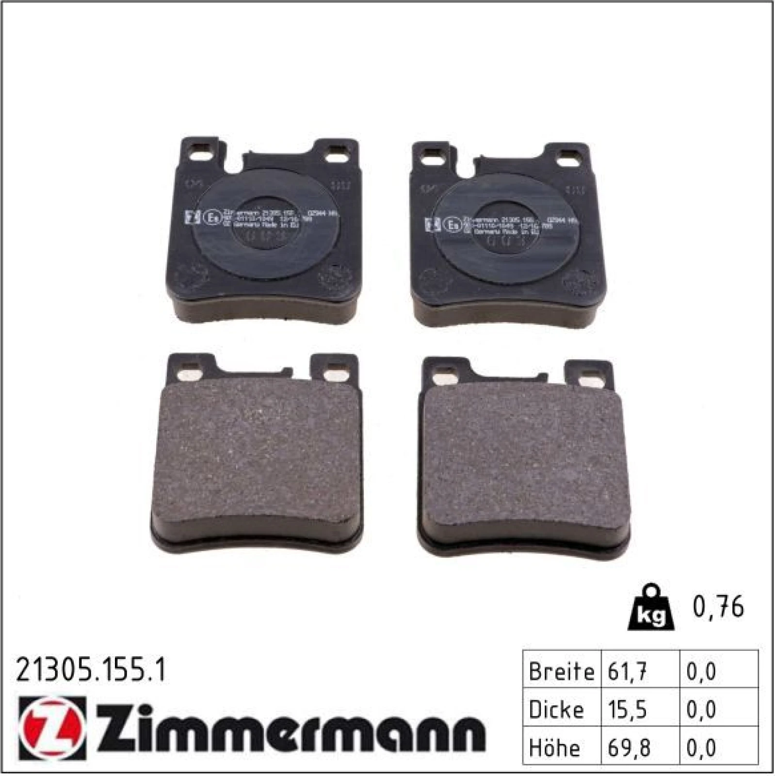 ZIMMERMANN Bremsbeläge 21305.155.1