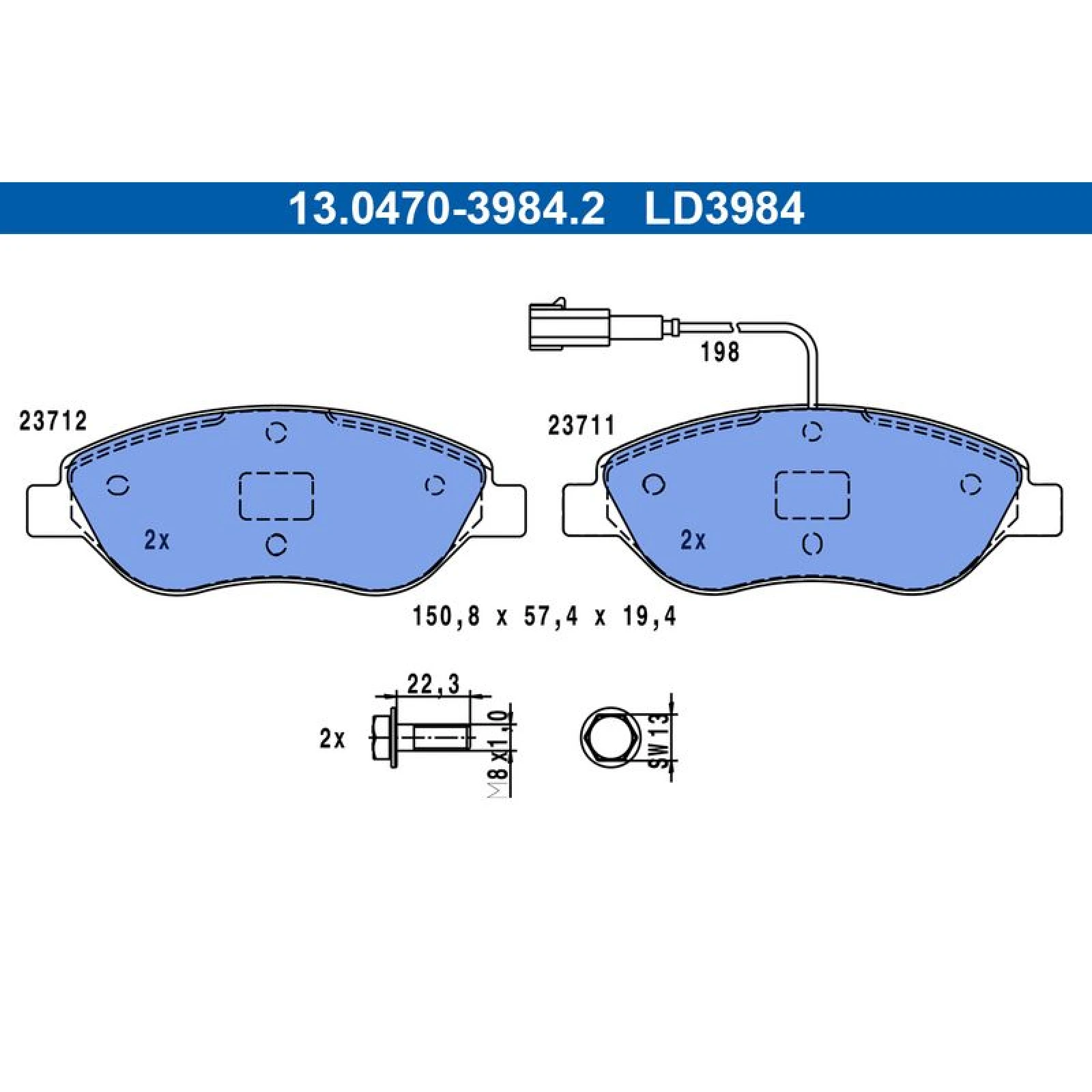 Bremsbelagsatz Fiat P. Bravo/Stilo 1.4-2.4/1.9-2.0D 01- Keramik 13.0470-3984.2